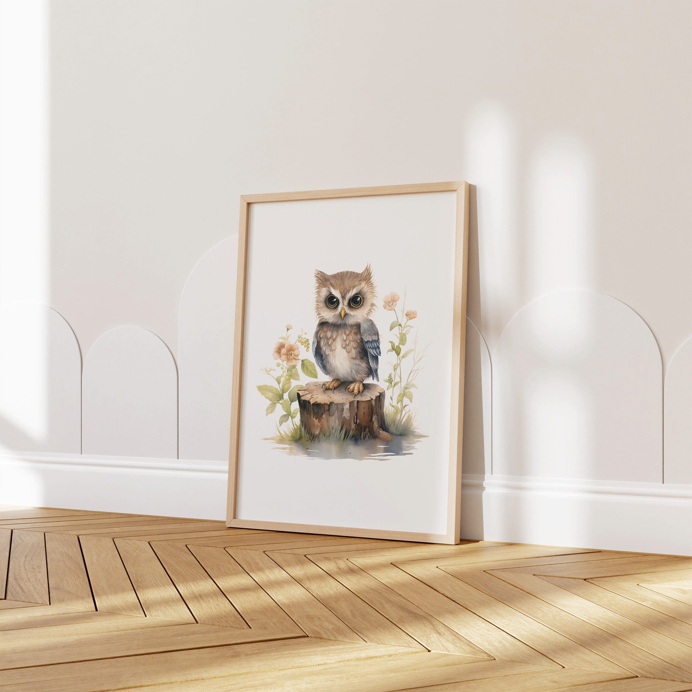 JUSTGOODMOOD Poster Kinderzimmer Tiere Wald Wasserfarben Wanddekoration Kinderzimmer Gesch, Waschbär (1 St) – Bild 4 von 5