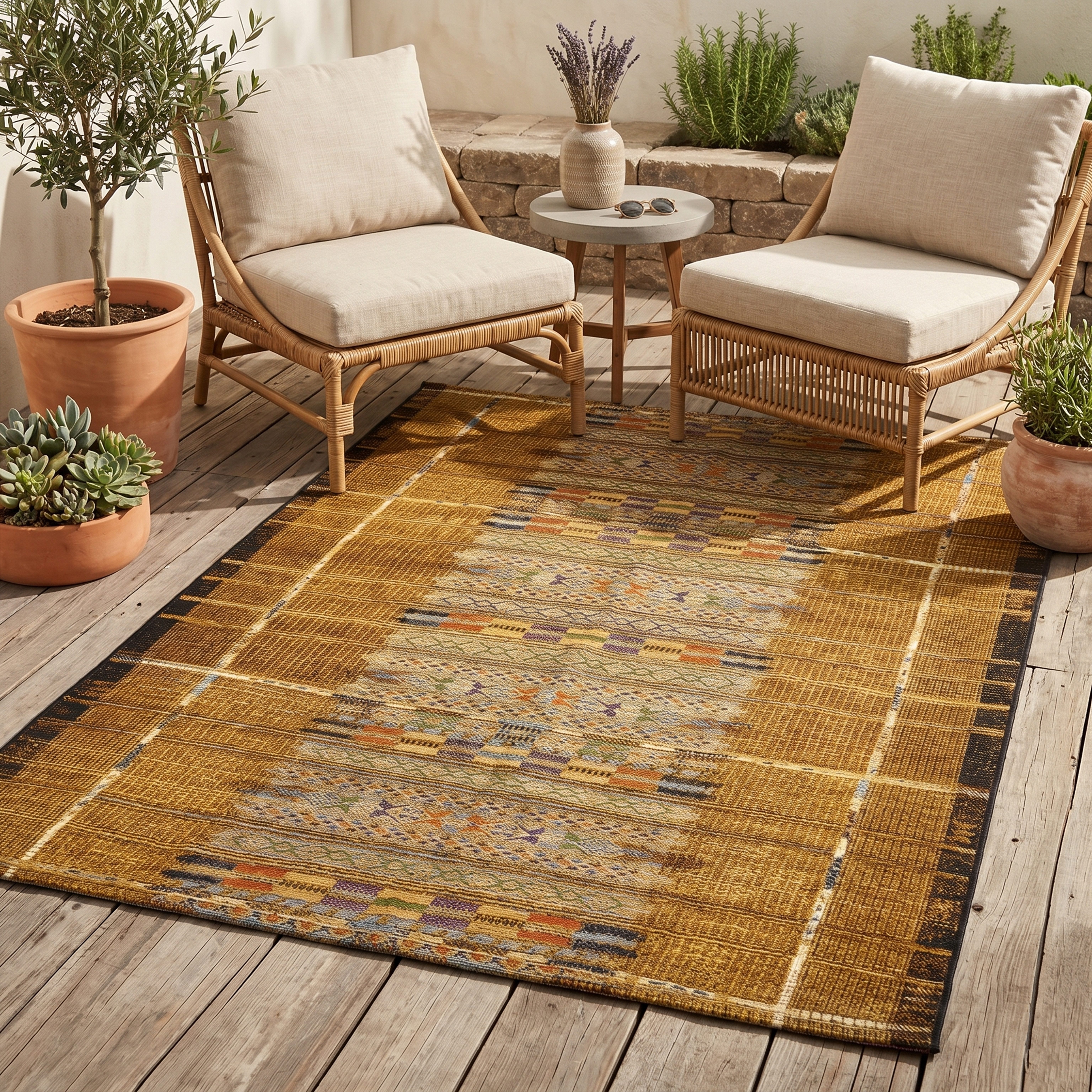 Gino Falcone Teppich Outdoor-Africa 38, rechteckig, Höhe: 5 mm, Flachgewebe, Ethno Style, In- und Outdoor geeignet