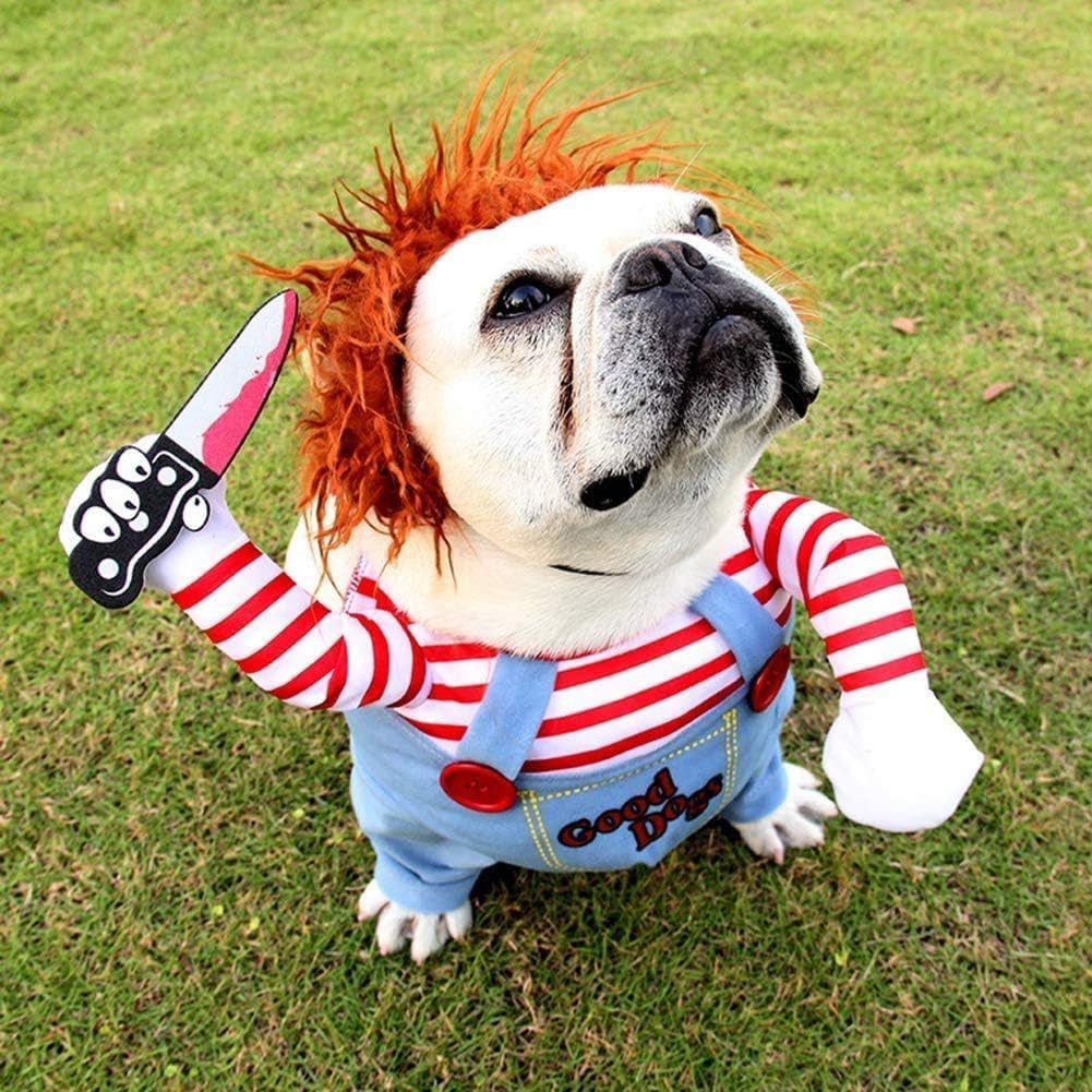 FELIXLEO Hundepfeife Halloween Hundekostüm Deadly Doll Cosplay Tier Party Kostüm M, (1-St)