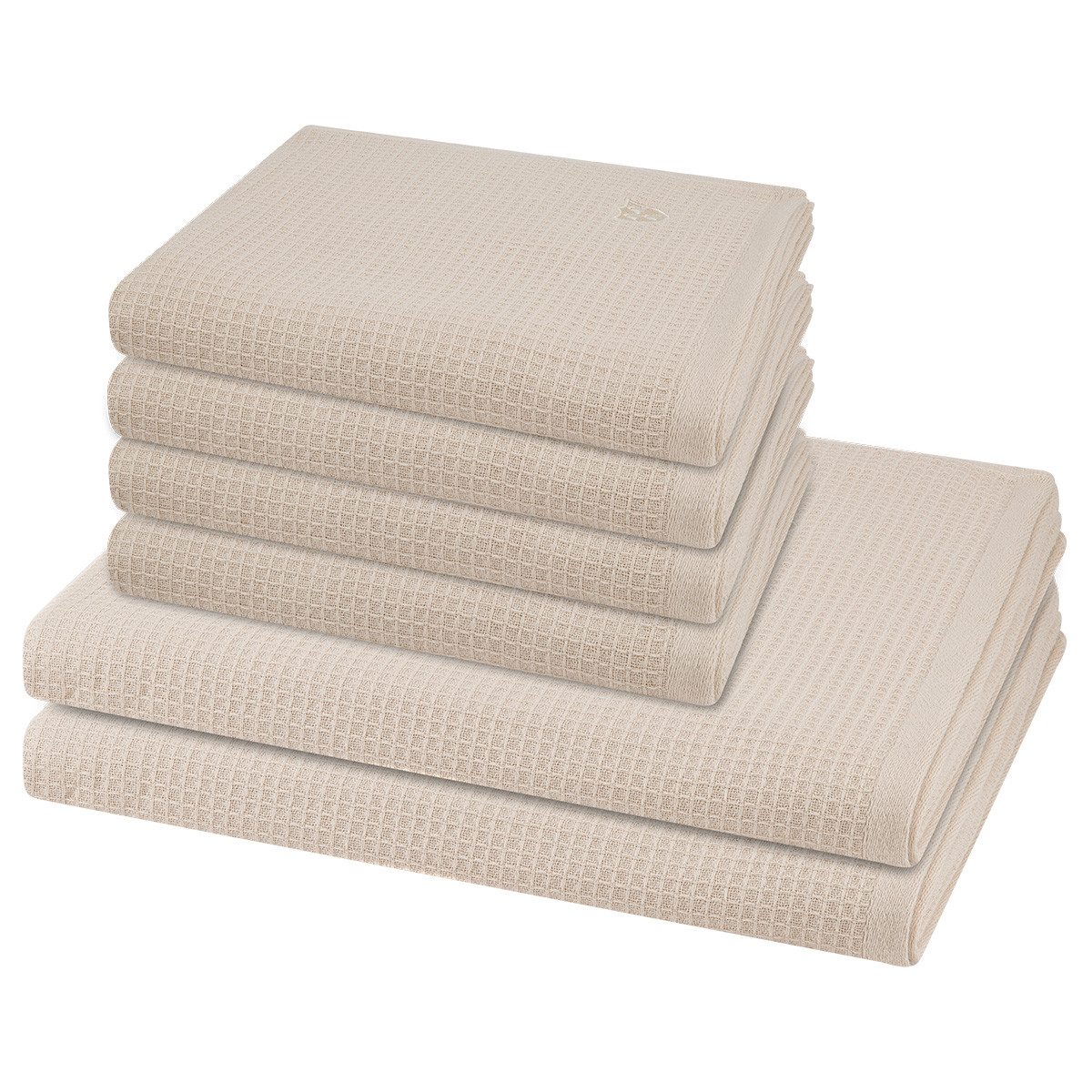 ROSS Handtuch Set Pique, Pique (Spar-Set, 6-St), 4 X Handtuch 2 X Duschtuch im Set - Baumwolle - Saugstark