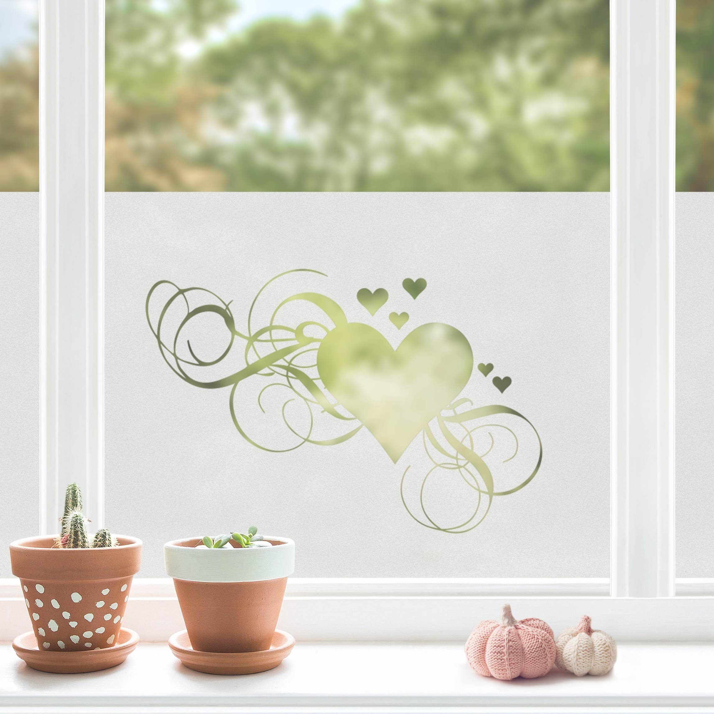 Bilderdepot24 Fensterfolie statisch haftend Motiv Fensterdeko Herzen Liebe, blickdicht, Innen Fenster Tür Balkontür Küche Badezimmer Wohnzimmer Schlafzimmer