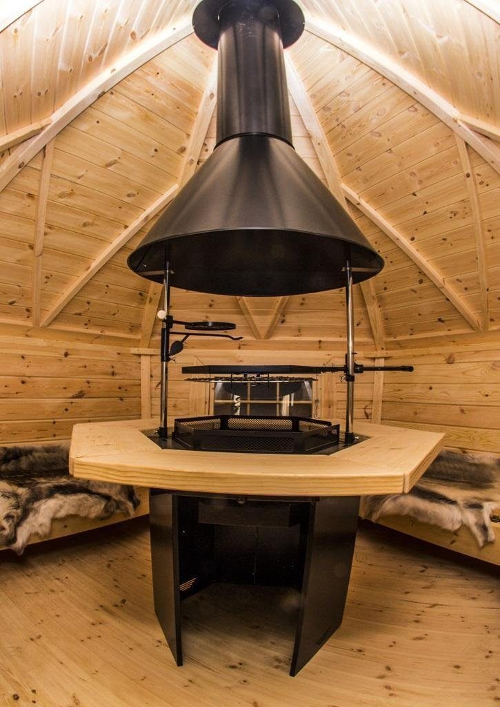 JVmoebel Grillkamin Grill mit umlaufendem Tisch Grillkota Zuberhör Schornstein 2 Roste, 1x Grillkamin, Made in Europa