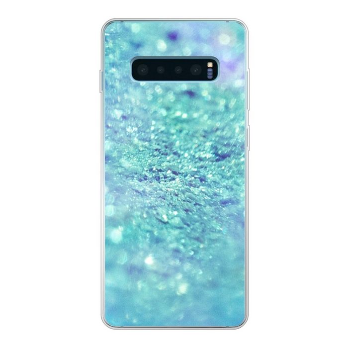 MuchoWow Handyhülle Blaue Glitzerstruktur im Licht Phone Case Handyhülle Samsung Galaxy S10 Lite Silikon Schutzhülle