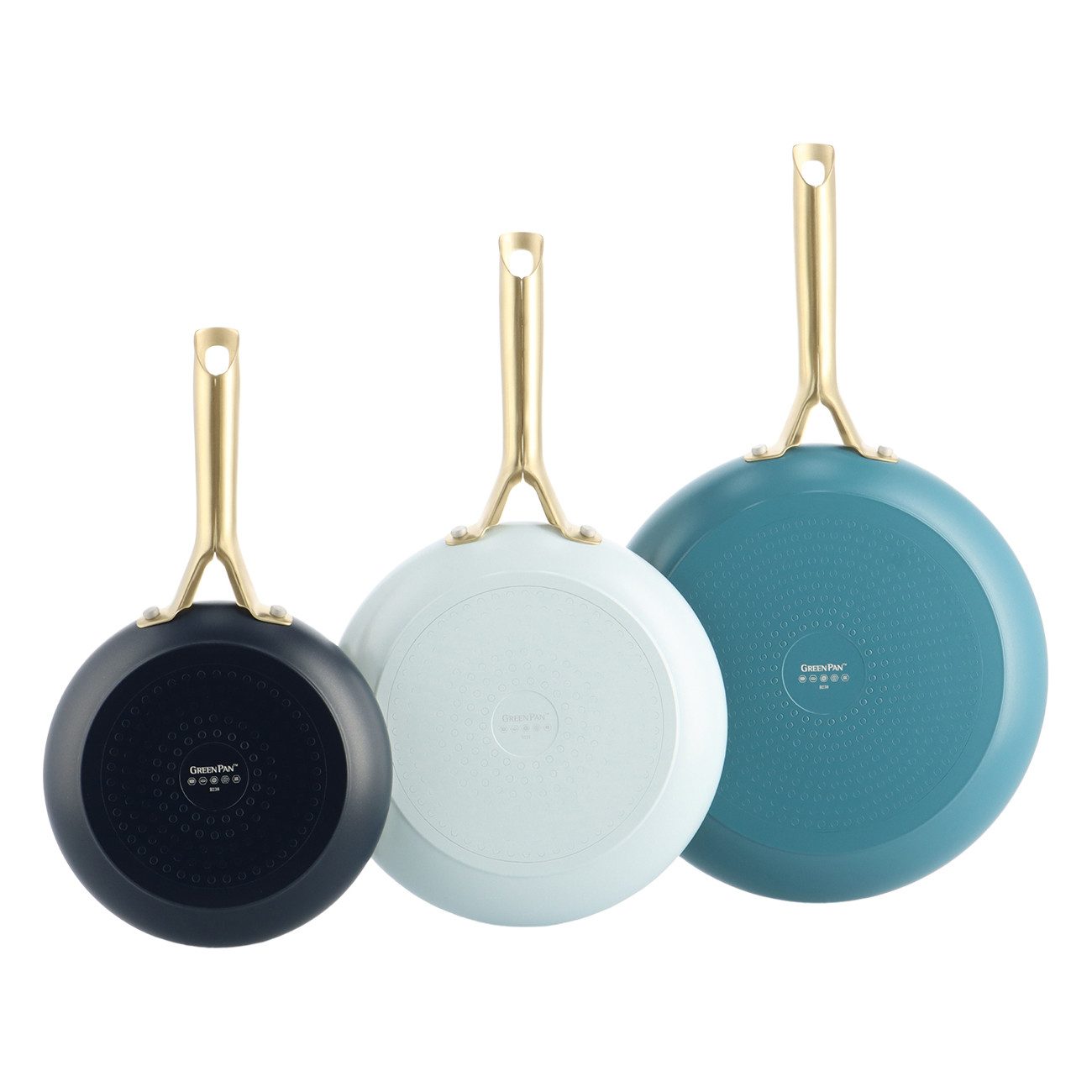 GREENPAN Pfannen-Set Shades, Pfannen-Set, 3-teilig, Antihaftbeschichtung, alle Herdarten, Aluminium, Kratzfest, Keramik, alle Herdarten, Backofengeeignet Ø 20+24+28 cm