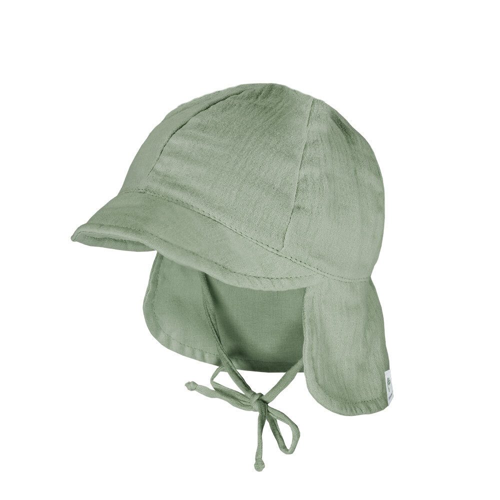 MAXIMO Schirmmütze GOTS BABY-Schildmütze, Band Musselinstoff, Nackenschutz, Futter, UV (1-St) Musselin