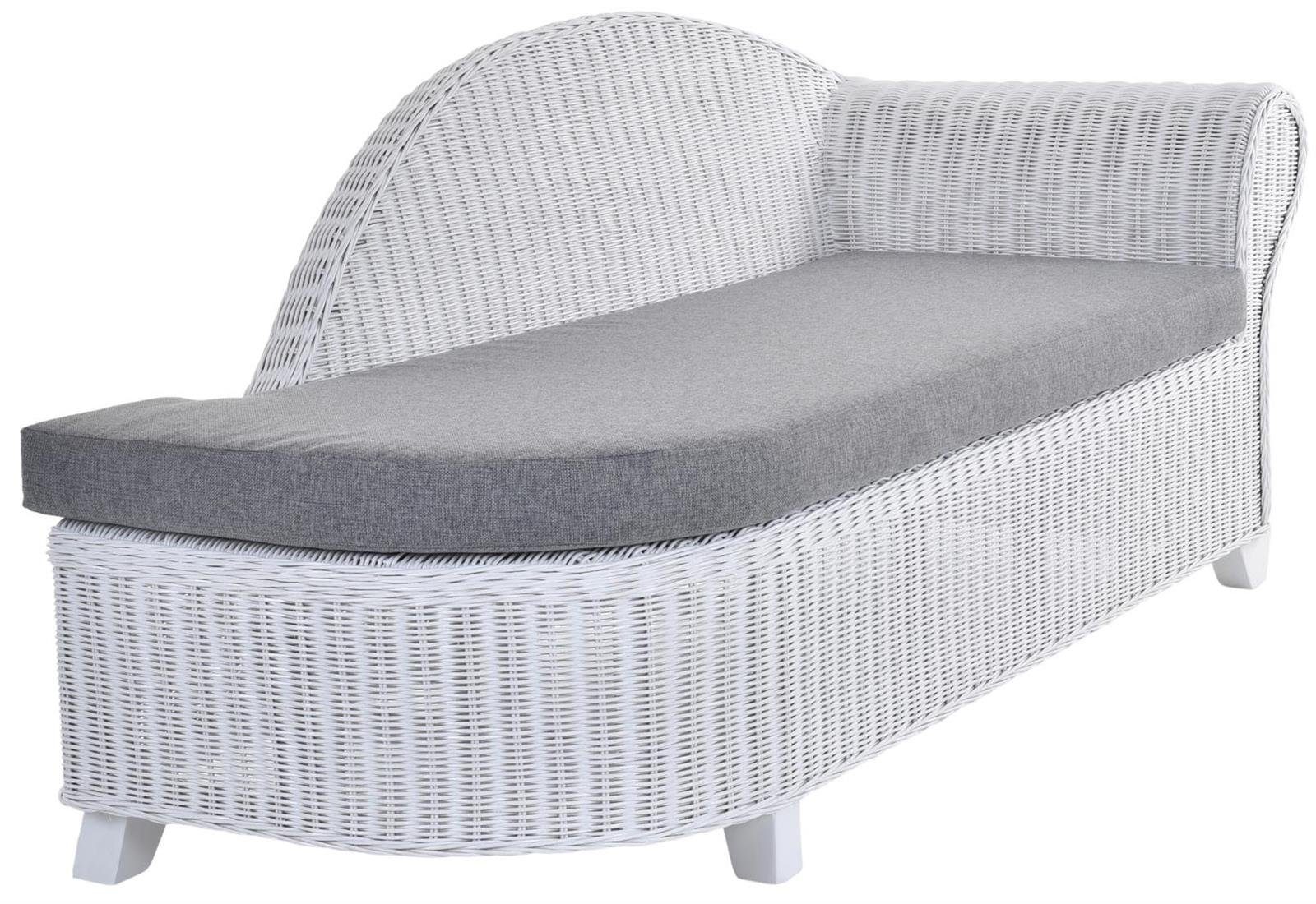 Recamiere Rattan Rattanliege Weiss mit Rechts Polster Elegance Recamiere Home Krines Chaiselongue