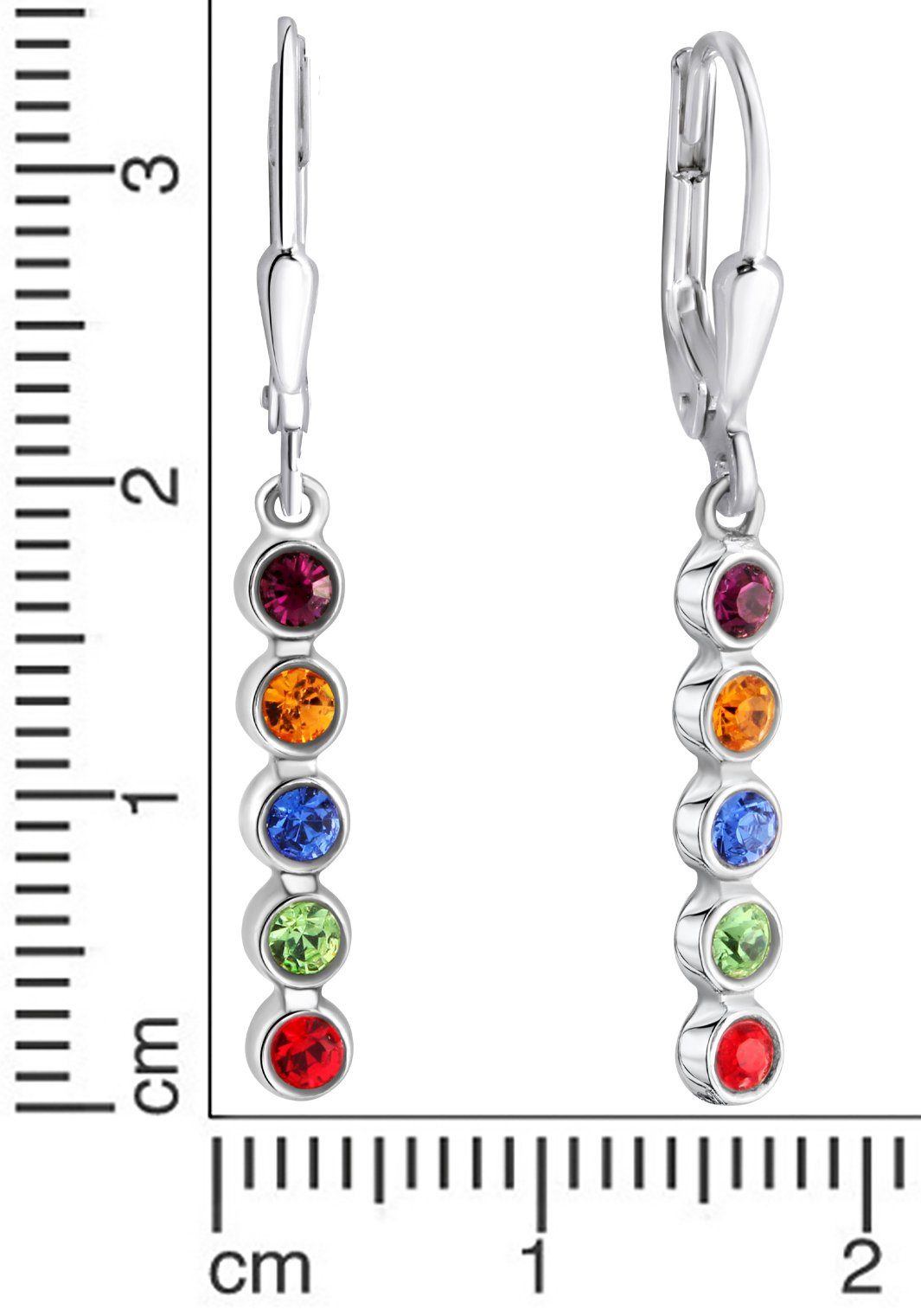 Firetti Paar Ohrhänger Schmuck Geschenk Silber 925 Ohrschmuck Patentbrisur Regenbogen, mit Kristallstein