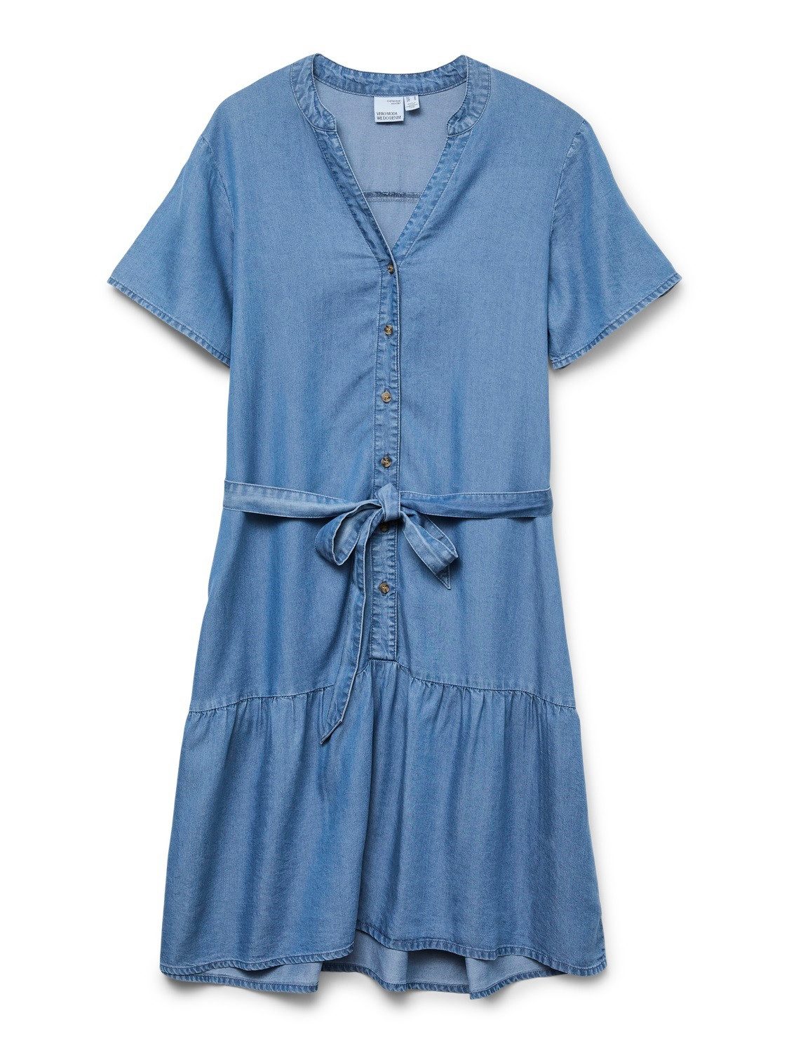 Minikleid VMFLEUR SS SHORT BELT TENCEL DRESS GA