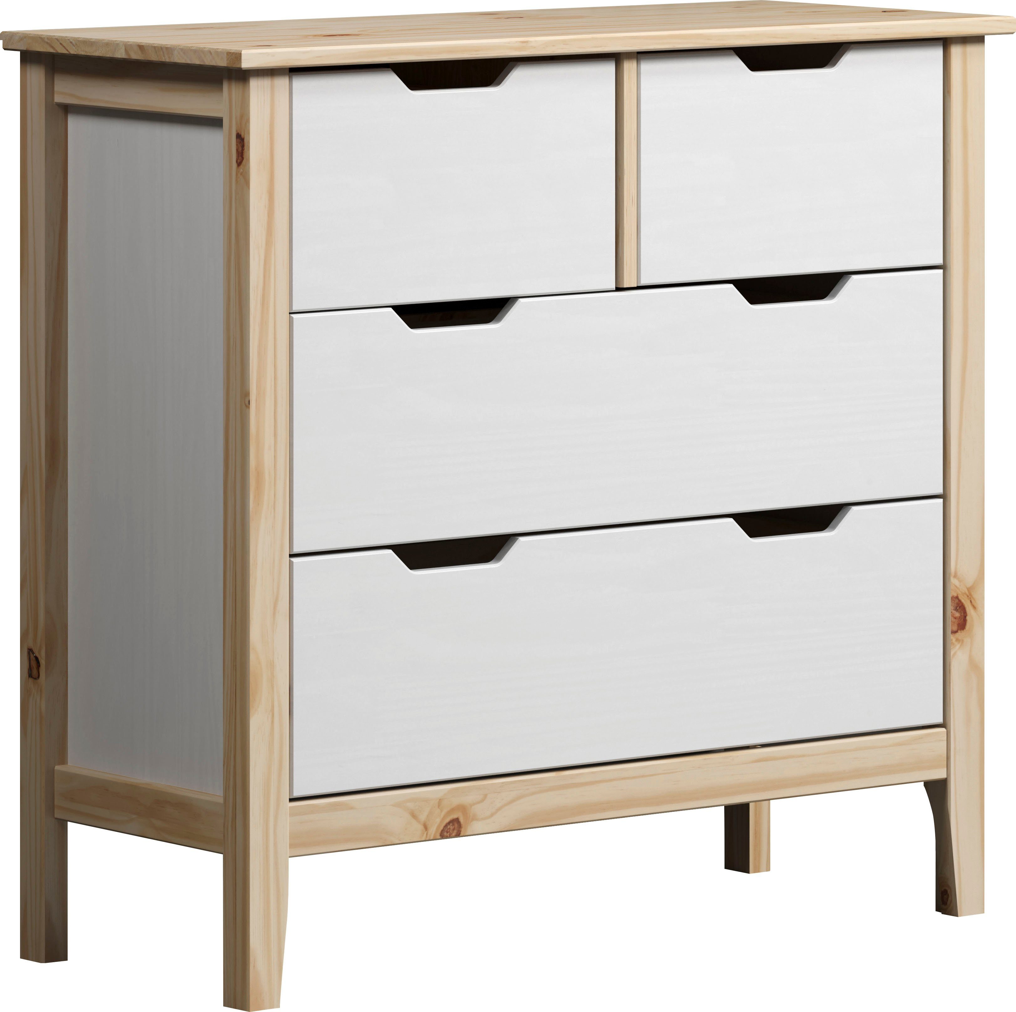 B/H/T: Kiefer, | Kommode St), Latera 39 / 78 Weiß x 79 (1 Massivholz Massivholz Kiefer, x lackiert INTER-FURN matt, Weiß cm Klarlack lackiert