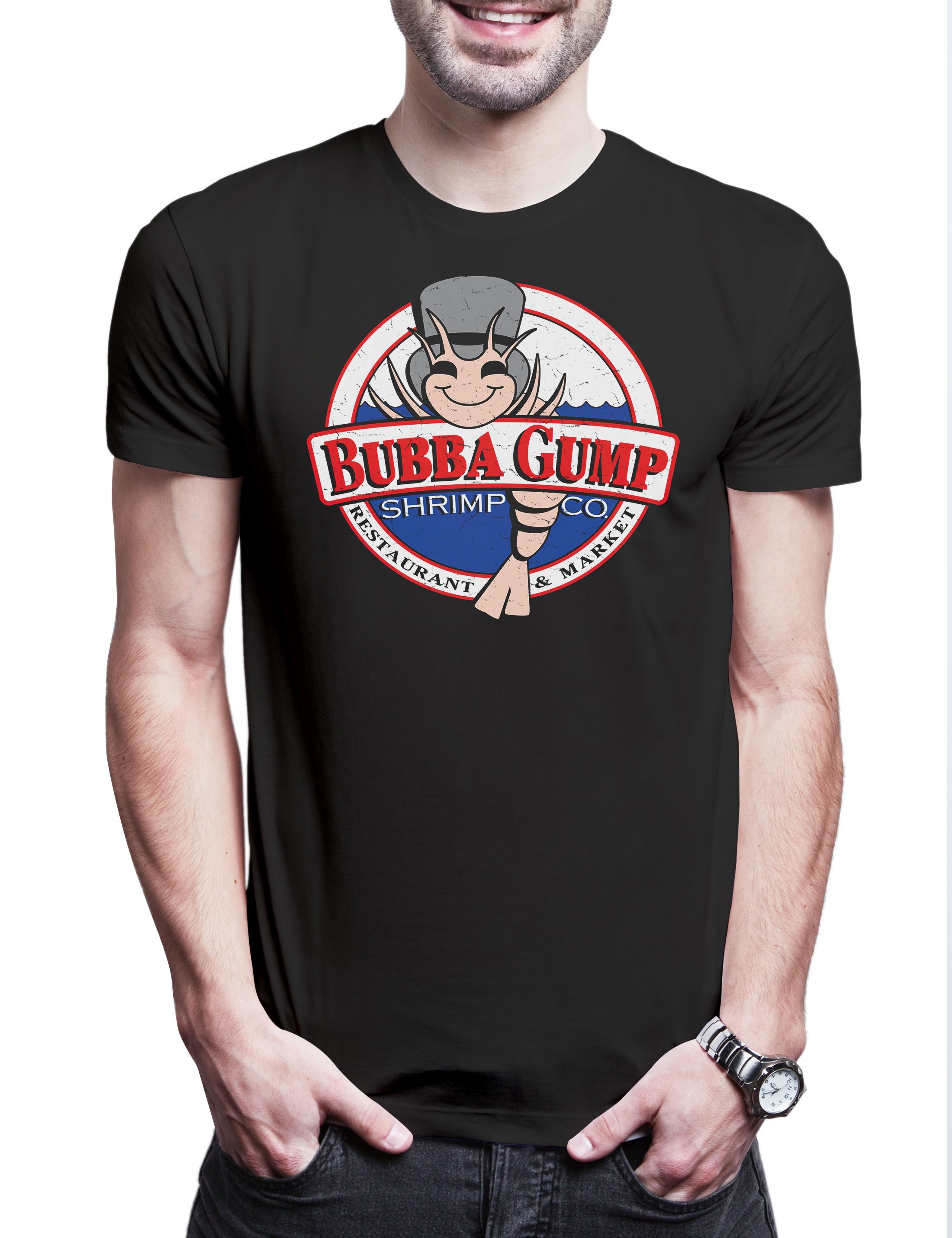 Print-Shirt Bubba Gump Logo Herren T-Shirt Forrest Garnelen Shrimping Co Retro