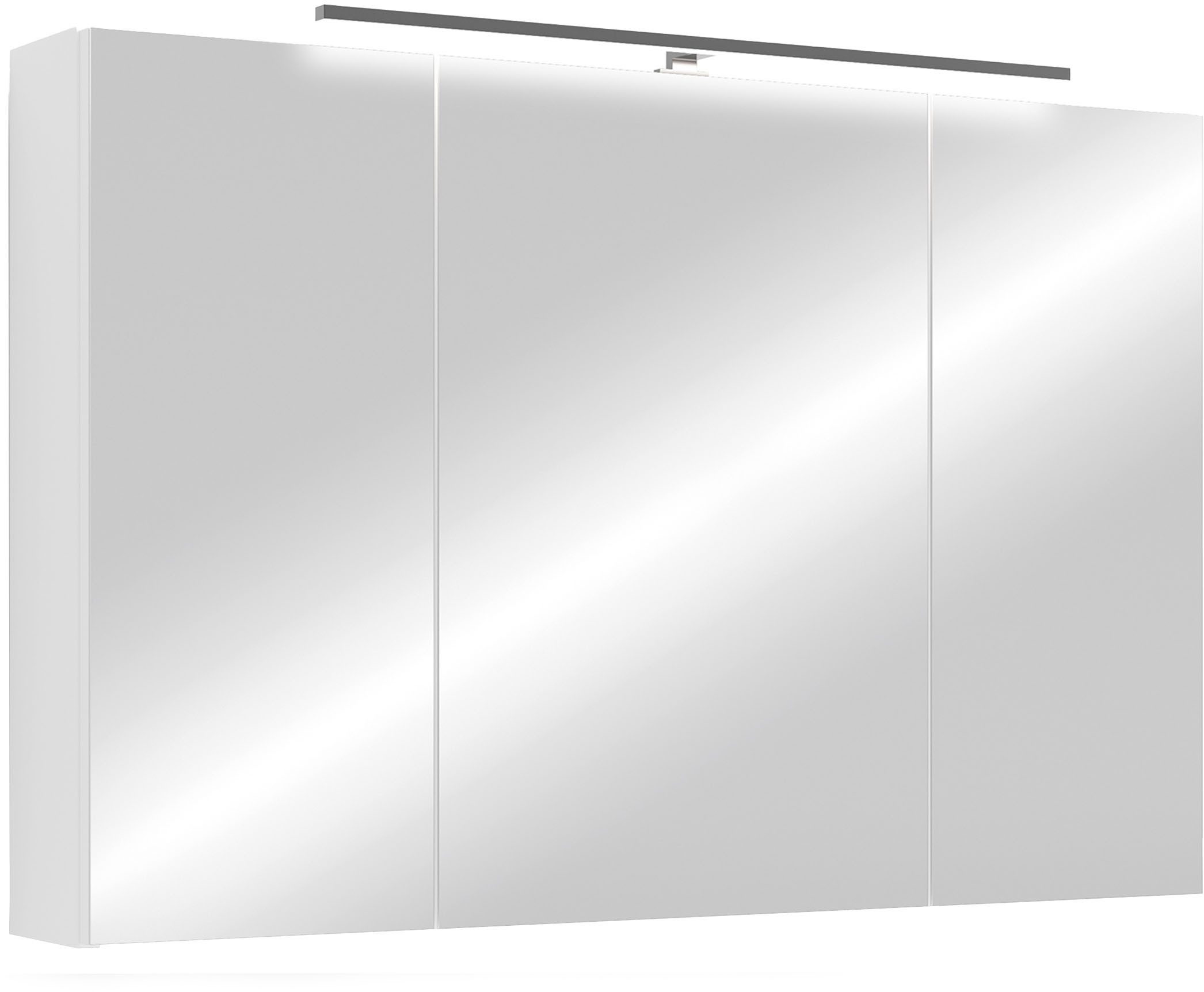 byLIVING Spiegelschrank Serie Spree, in vielen Breiten erhältlich Soft-Close, LED Beleuchtung mit Schalter- und Steckdosenbox