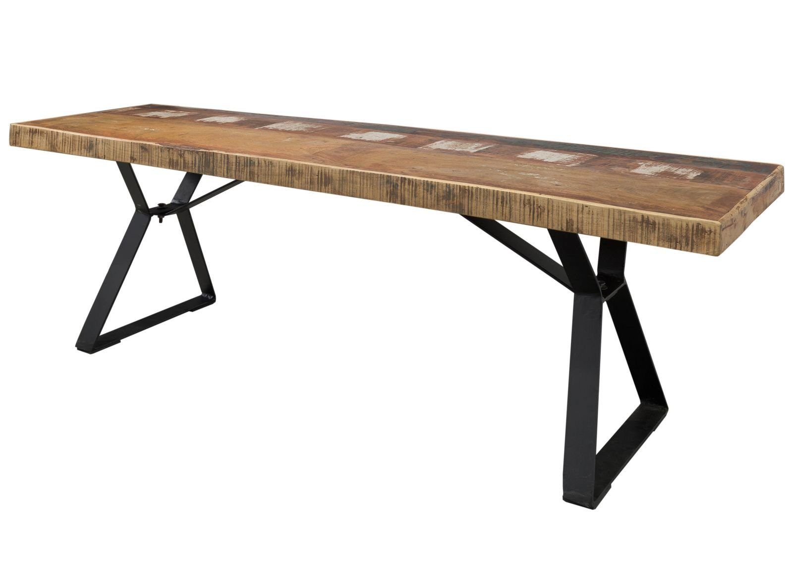 Massivmoebel24 Bank INDUSTRIAL Altholz Massivholz mehrfarbig (Massivholz zerlegt 26 kg INDUSTRIAL #14), Altholz 150x40x45 cm (BxTxH) mehrfarbig lackiert