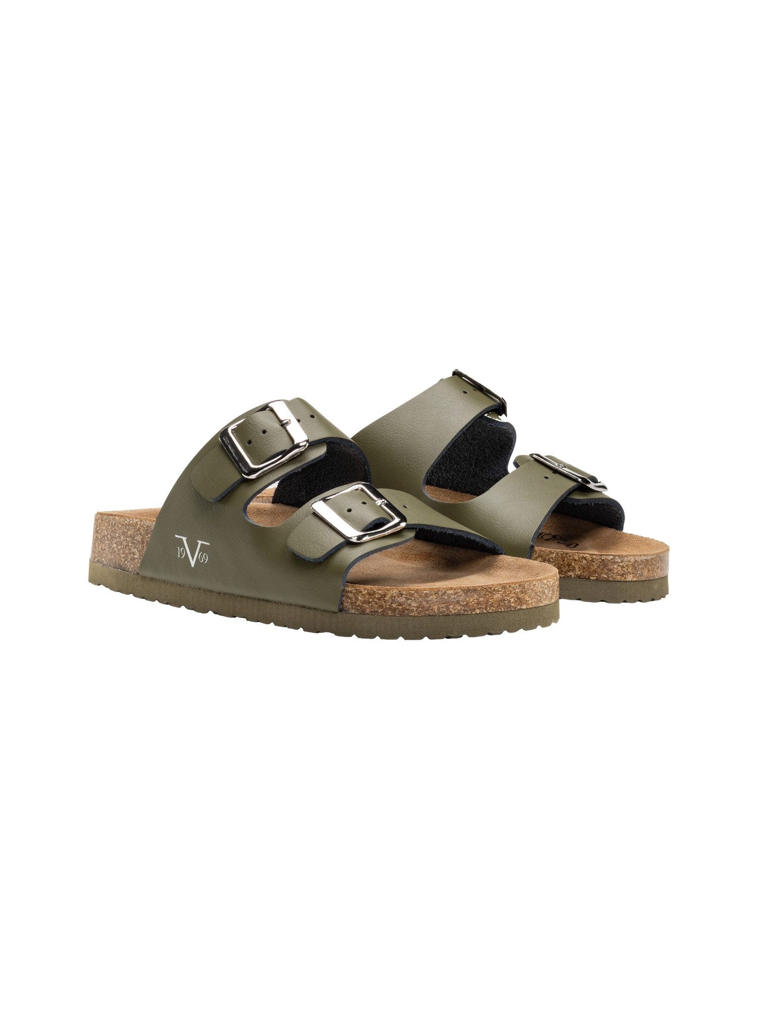 19V69 ITALIA SASSARI ACTION Sandale Damen Pantolette aus Leder mit anatomischem Kork-Lederfußbett
