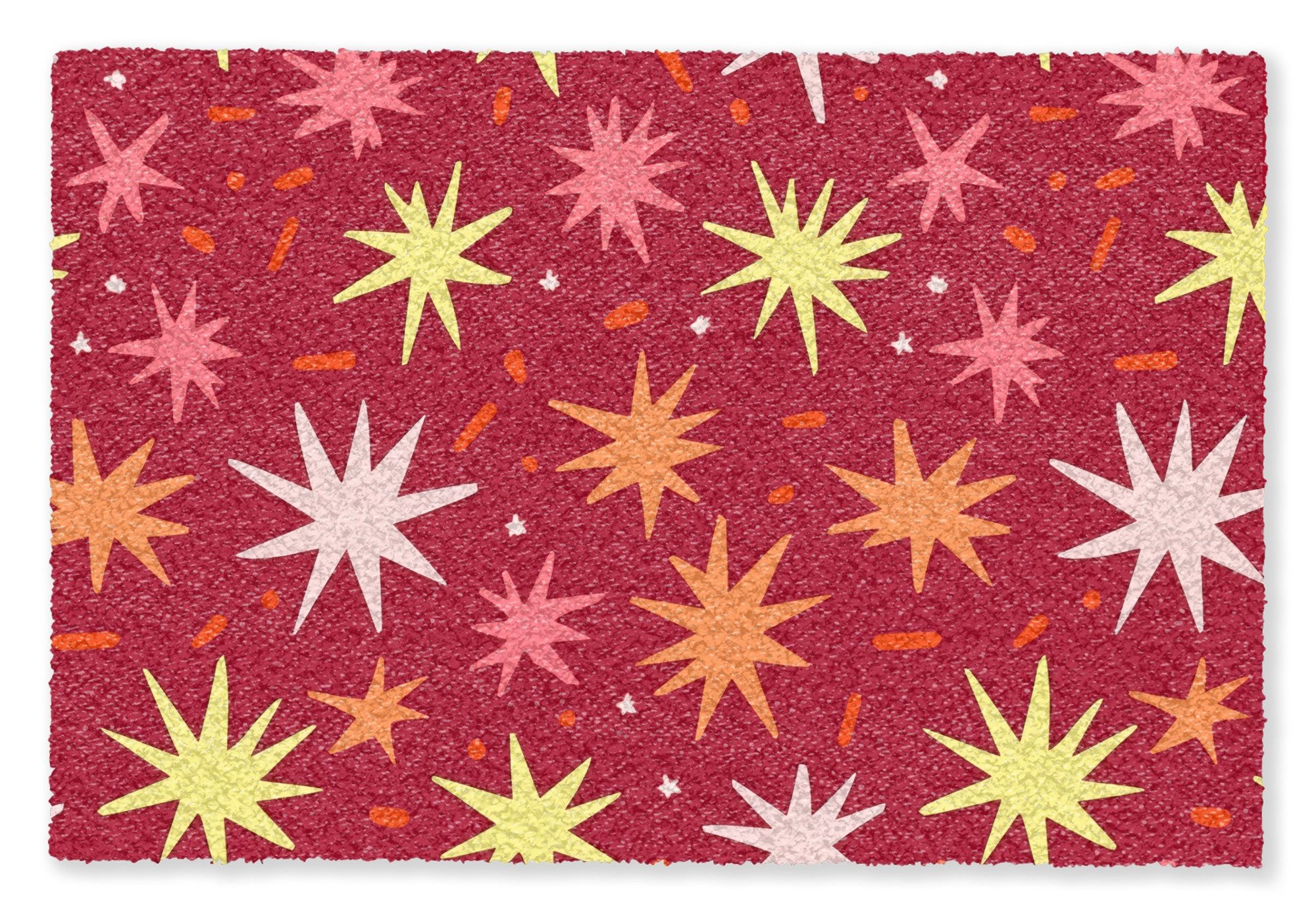MuchoWow Fußmatte Sterne - Verspielt - Rot, Rechteckig, innen Schmutzfangmatte, Tür, Schmutzfänger Flur, Teppich 60x40 cm