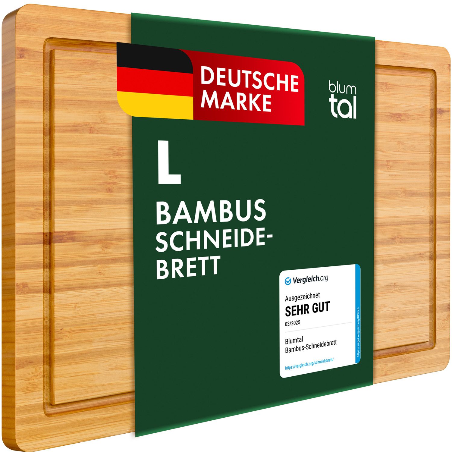 Schneidebrett 100% Bambus antiseptisches, 2cm dickes massives Brett