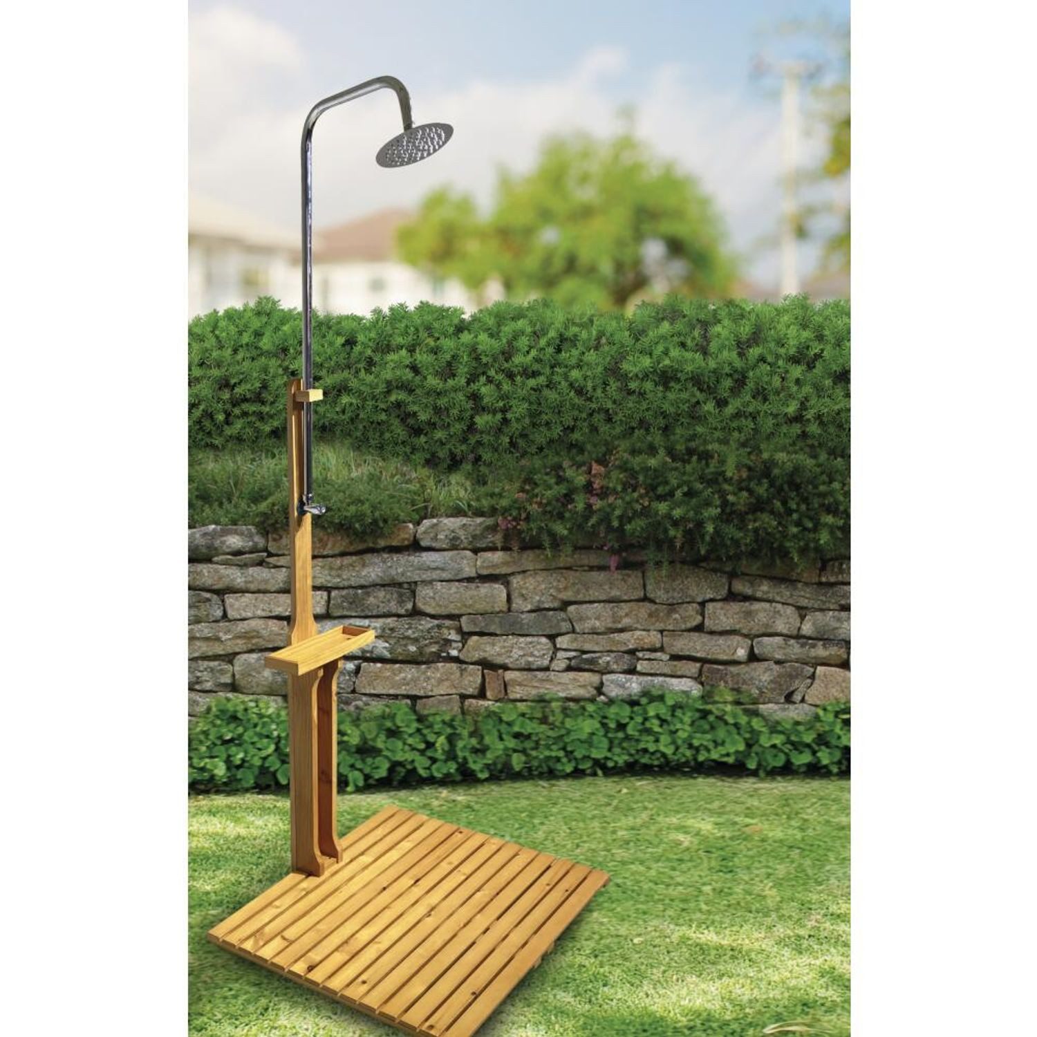 BURI Gartendusche Gartendusche Kiefernholz mit Eisen günstig online kaufen