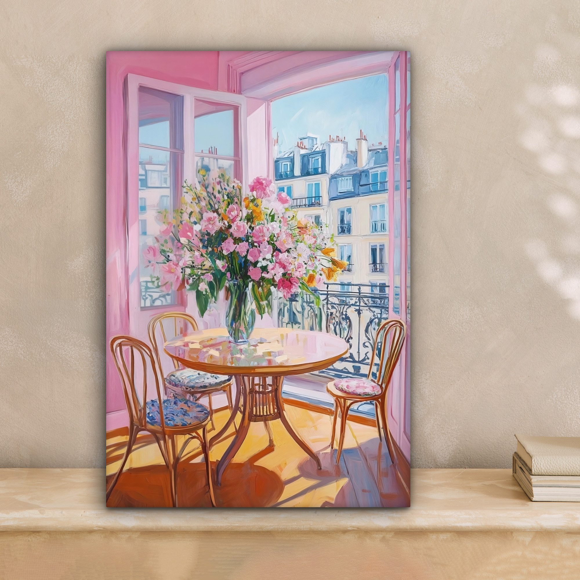 OneMillionCanvasses® Leinwandbild Rosa - Stadt - Blumen, Fotodruck (1 St), günstig online kaufen