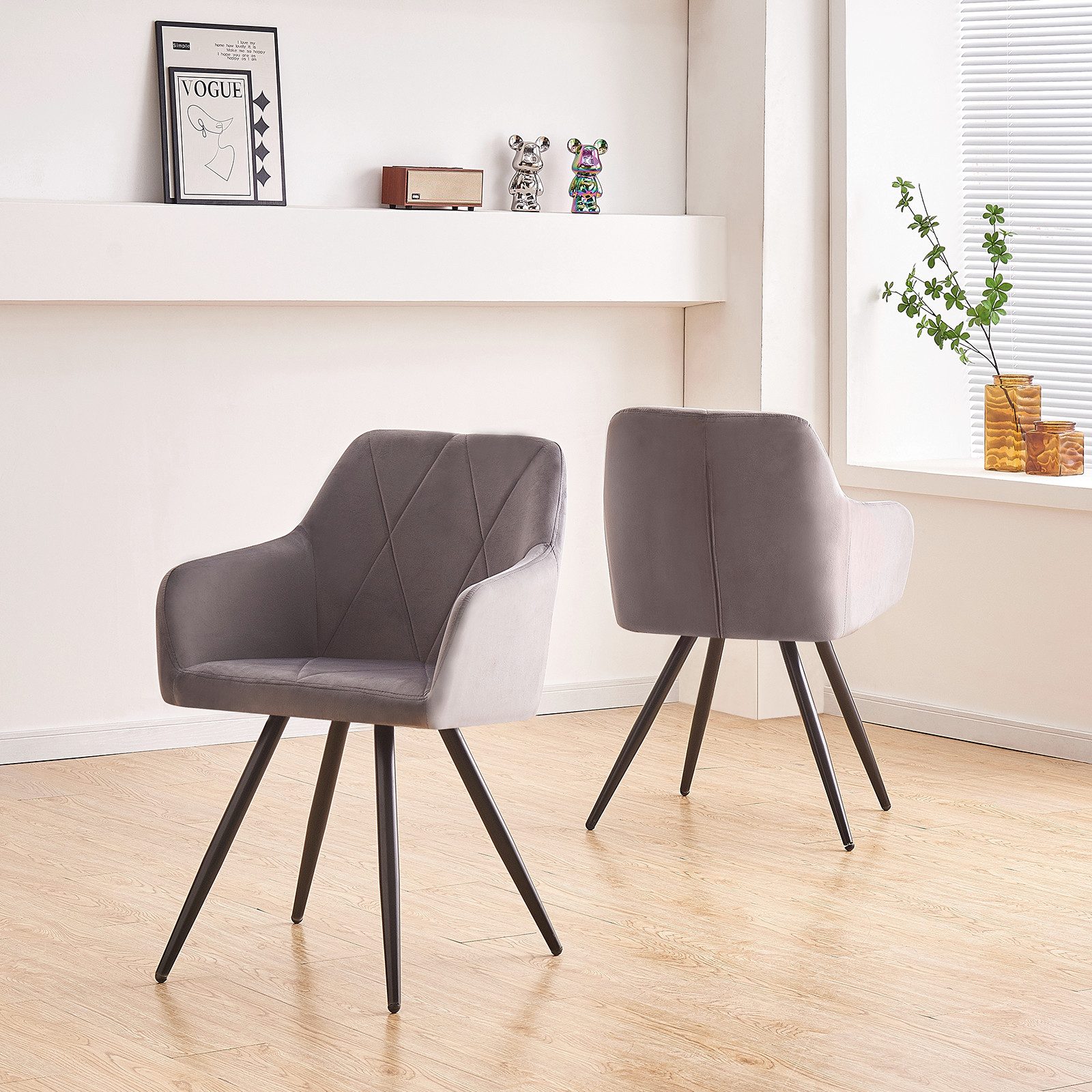 JYMTOM Esszimmerstuhl Samt/Kunstleder, gepolstert, schwarze Metallbeine, günstig online kaufen