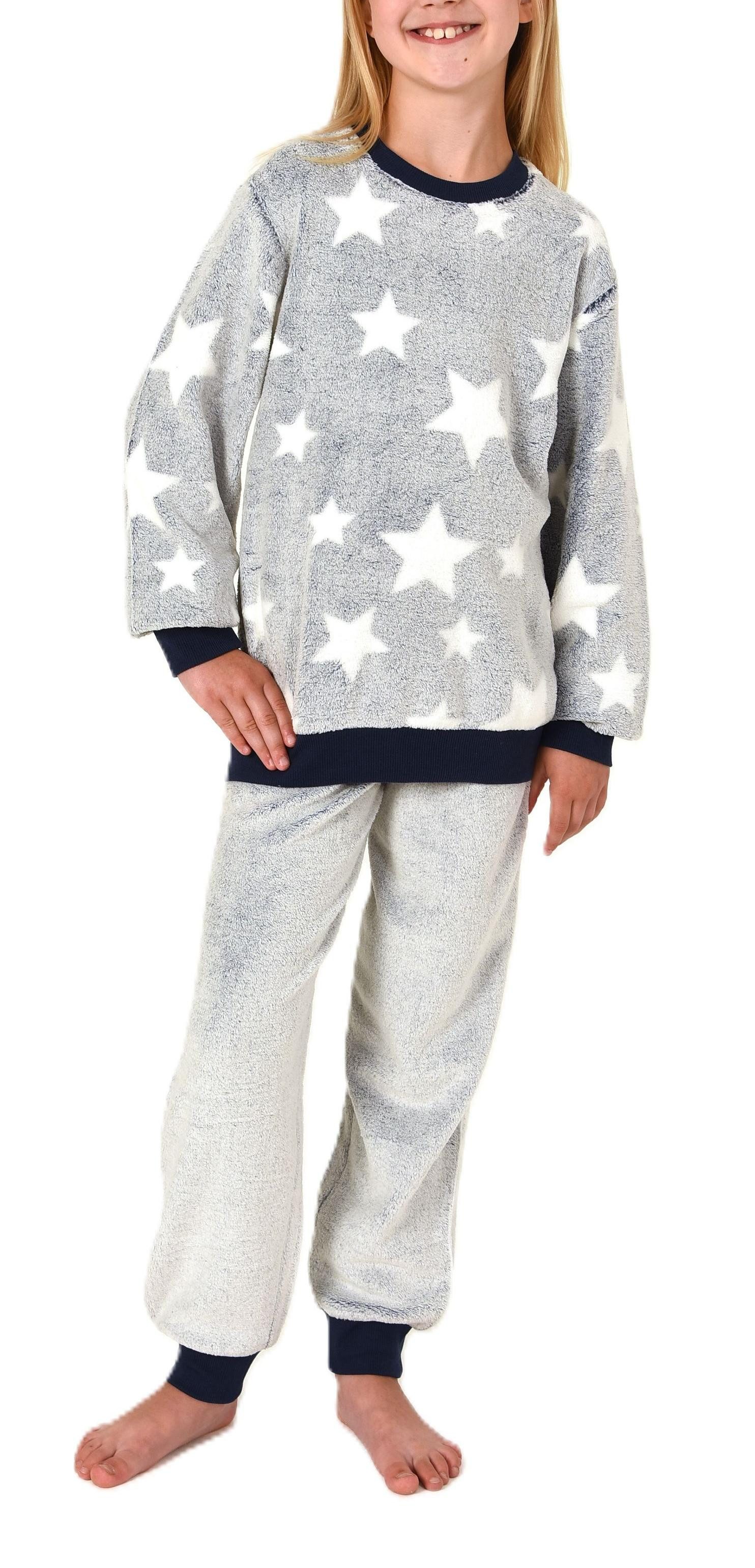 Normann Pyjama Kuschelig warmer Mädchen Schlafanzug Pyjama aus Coralfleece mit Tupfen – Bild 2 von 5