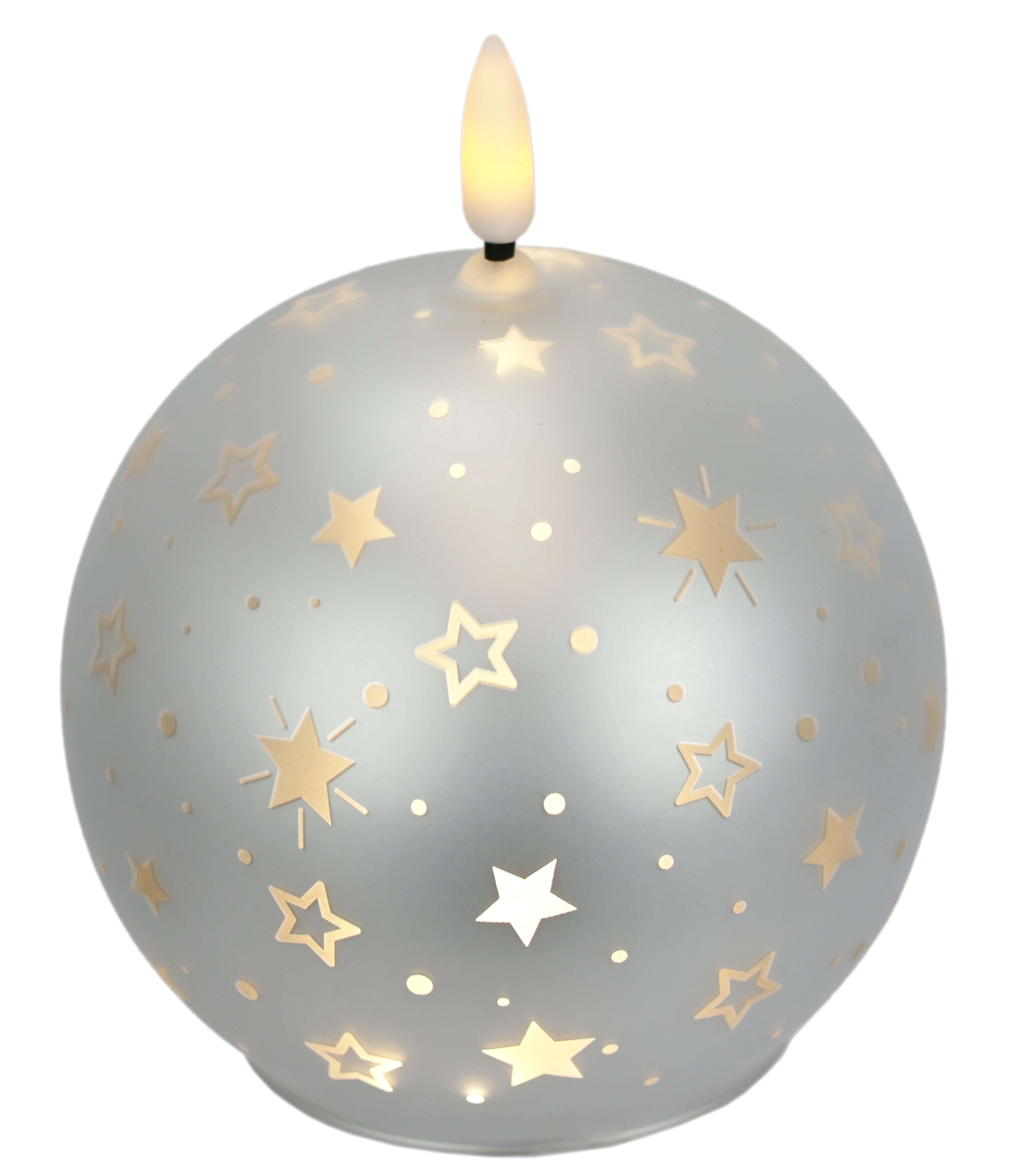 I.GE.A. LED-Kerze Kugel-Kerze B, aus Glas batteriebetrieben mit Timer Adventskranz Adventskerzen