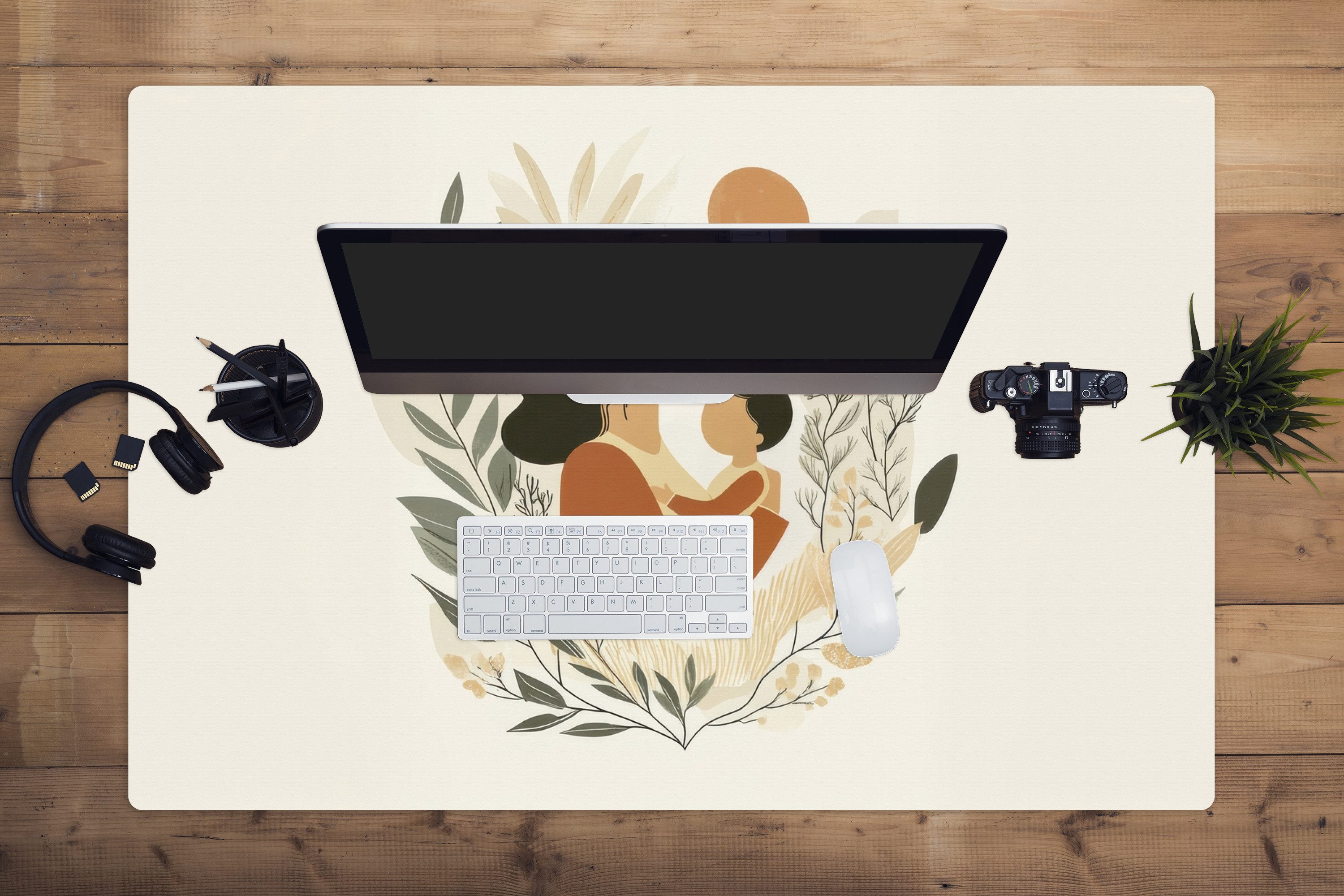 MuchoWow Mauspad Illustration - Mutter - Kind - Liebevoll (1-St), Mousepad XXL für Tastatur und Maus, Gaming Setup, Desk Mat, 120x80 cm