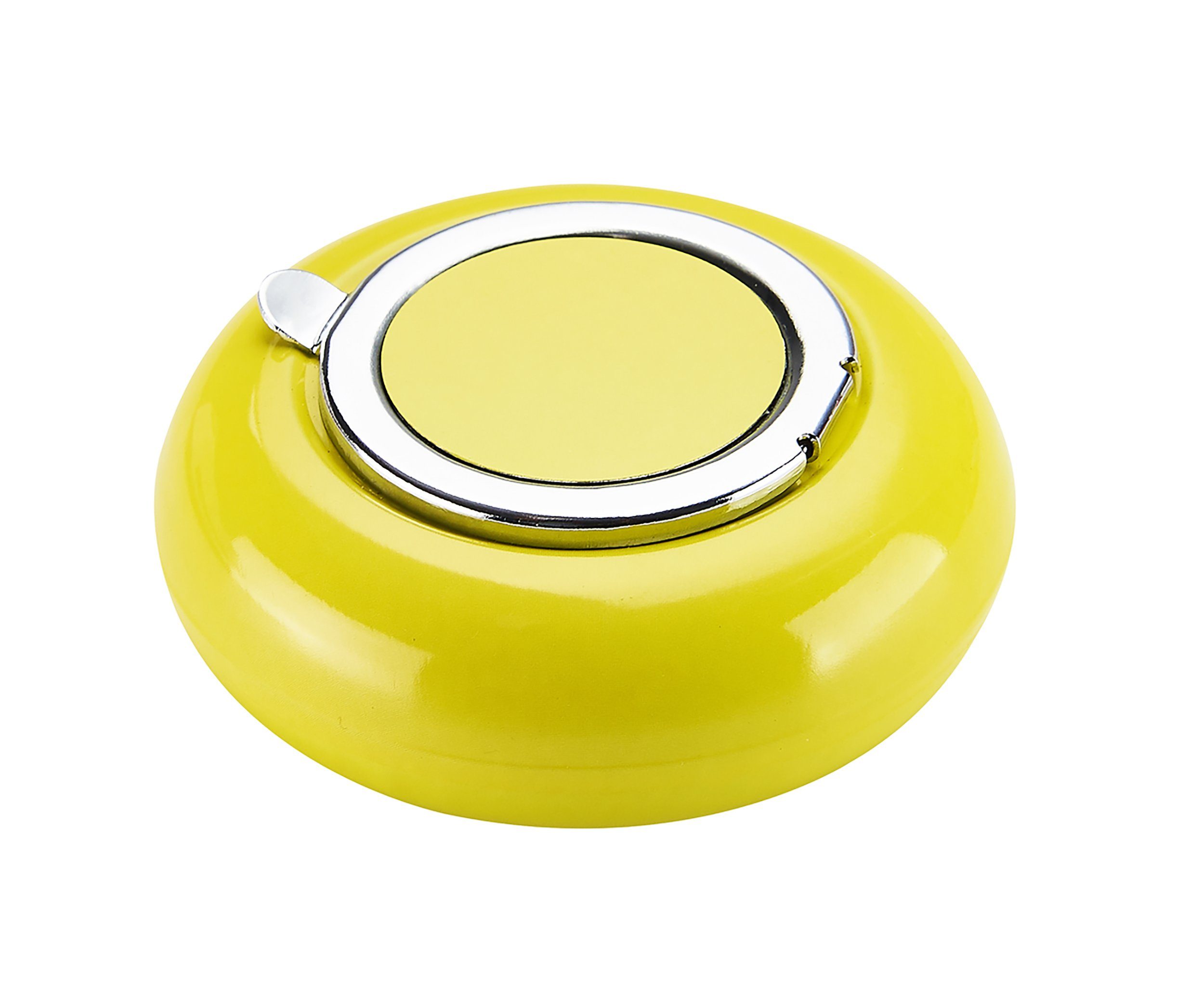 CHAMP Aschenbecher Taschen ASCHENBECHER Ø6,2cm mit Deckel Metall rund 24 (Gelb)