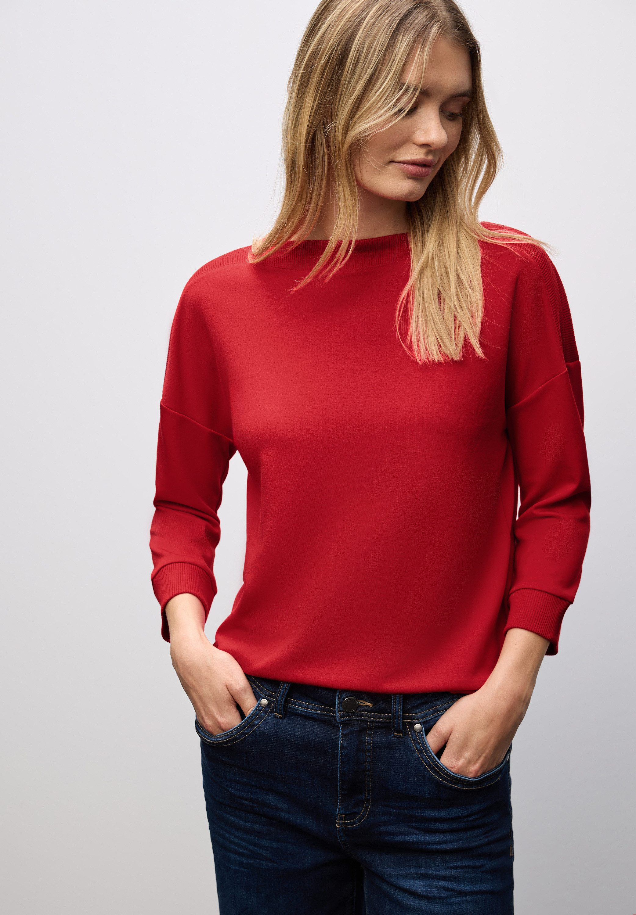 STREET ONE 3/4-Arm-Shirt Strick-Shirt mit U-Boot-Ausschnitt günstig online kaufen