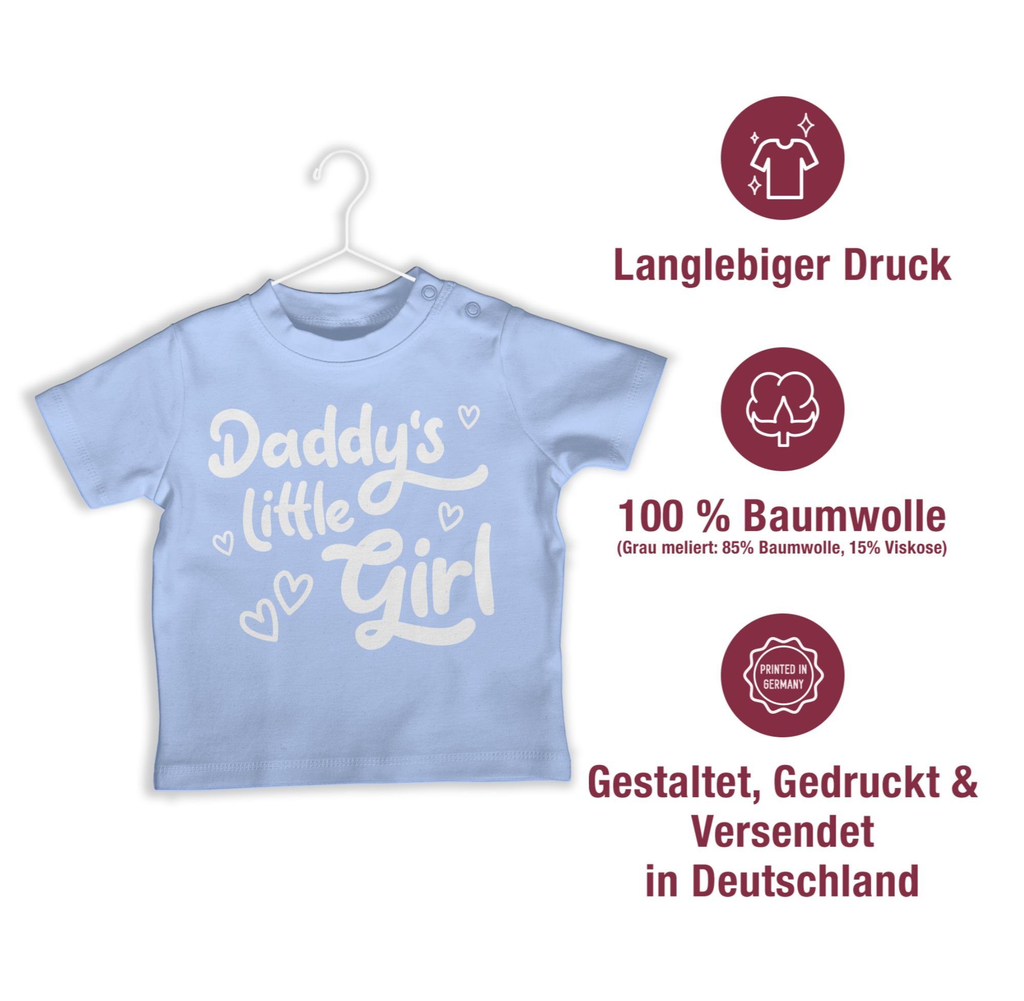Vatertag Shirtracer Daddy's weiß T-Shirt 3 Girl Babyblau Geschenk süß little Baby