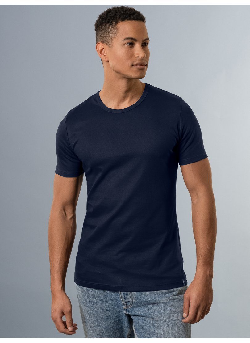 TRIGEMA T-Shirt navy Baumwolle/Elastan aus T-Shirt Trigema