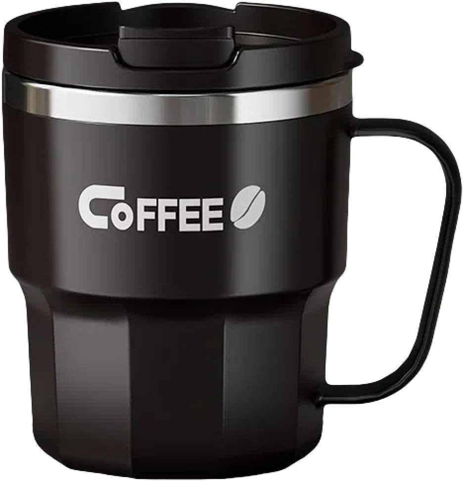 Coonoor Thermobecher Isolierbecher 400ml Kaffeebecher, Edelstahl, Kunststoff, 100% dicht, Travel Mug für Kaffee, Wasser, Tee