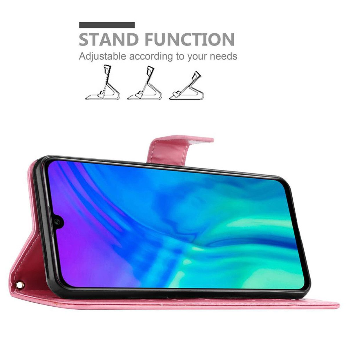 Cadorabo Handyhülle für Honor 10i / 20i / 20 LITE / Huawei Enjoy 9S Hülle Honor 10i / 20i / 20 LITE / Huawei Enjoy 9S, Hülle Schutzhülle Blumen Flower mit Standfunktion Kartenfach Magnet