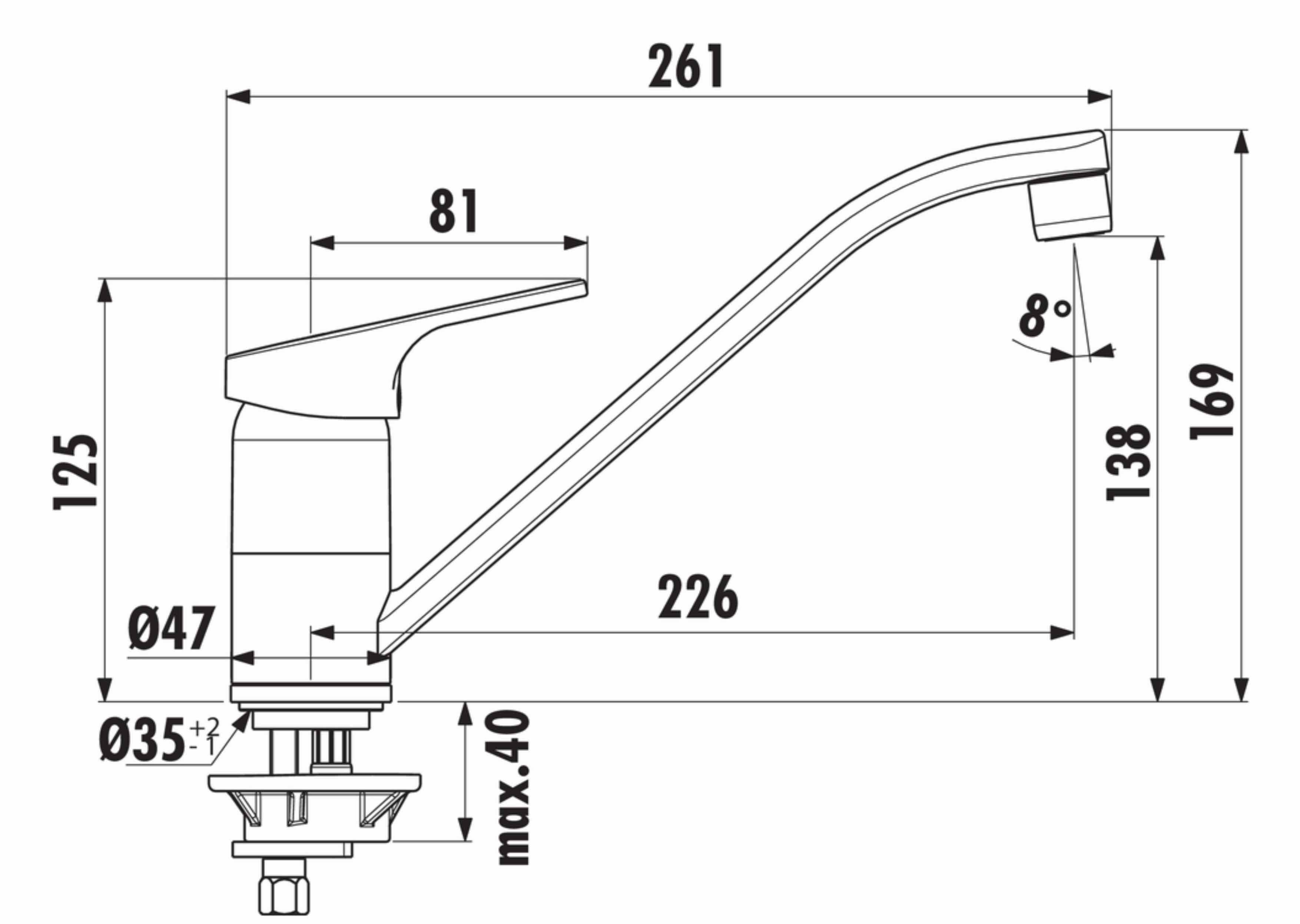Ideal Standard Küchenarmatur IDEAL STANDARD Cerafit 1, Einhebelmischer, chrom, Hochdruck