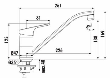 Ideal Standard Küchenarmatur IDEAL STANDARD Cerafit 1, Einhebelmischer, chrom, Hochdruck