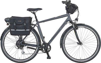 Prophete E-Bike »Entdecker e9000 Herren«, 8 Gang Shimano Acera Schaltwerk, Kettenschaltung, Heckmotor 250 W, (Set, 3 tlg., mit Fahrradtaschen)