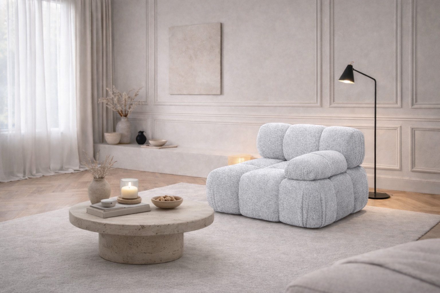 Kaiser Möbel Sofaelement Modul seitlich links / rechts, modulares System, Stoff Abriamo,SELIA (Einzelelement), modulares System, Wellenfederung