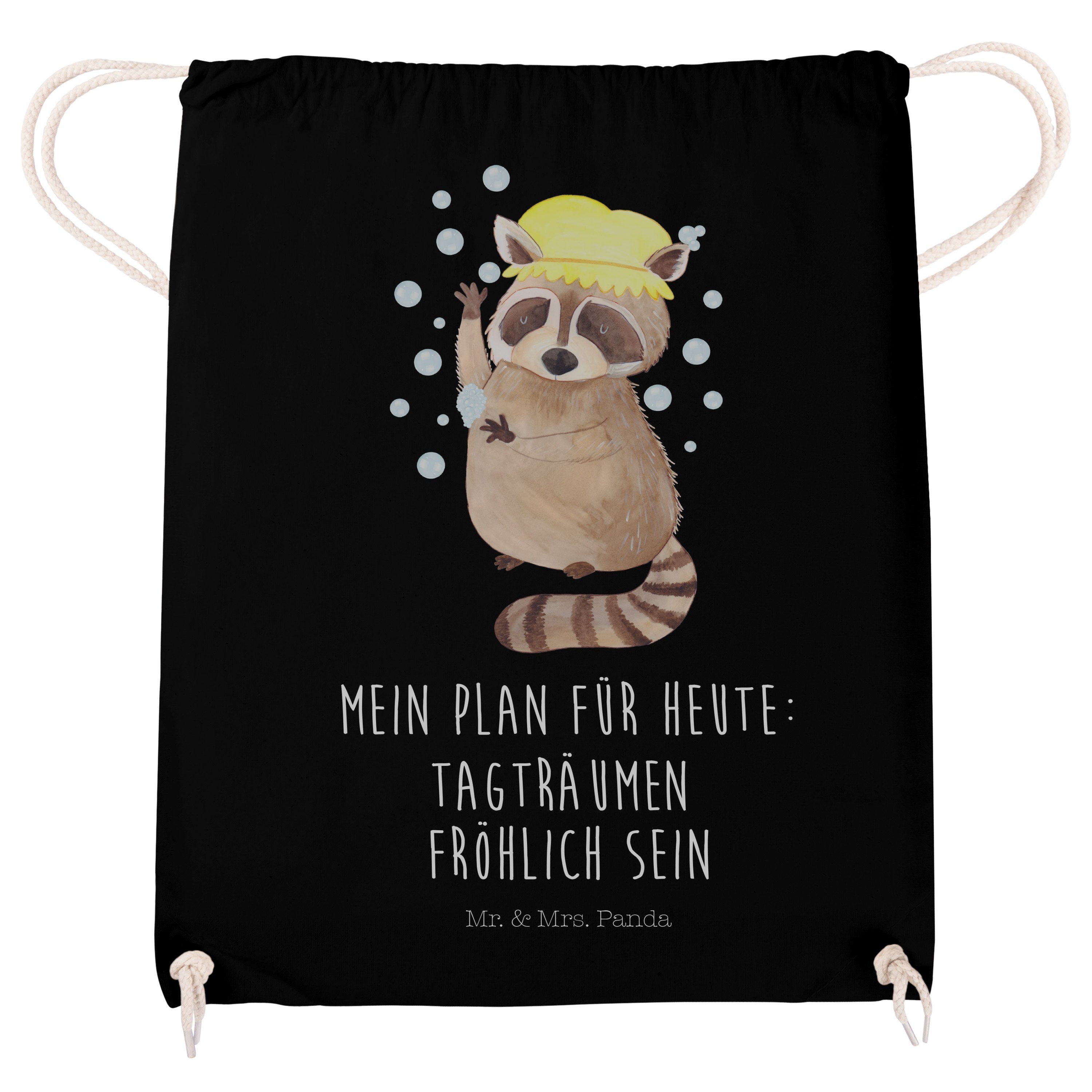 Sporttasche Mr. Schwarz Tiere, Laune, (1-tlg) Gute - Tagträumen, Mrs. - Waschbär Geschenk, Panda Stoffbe &