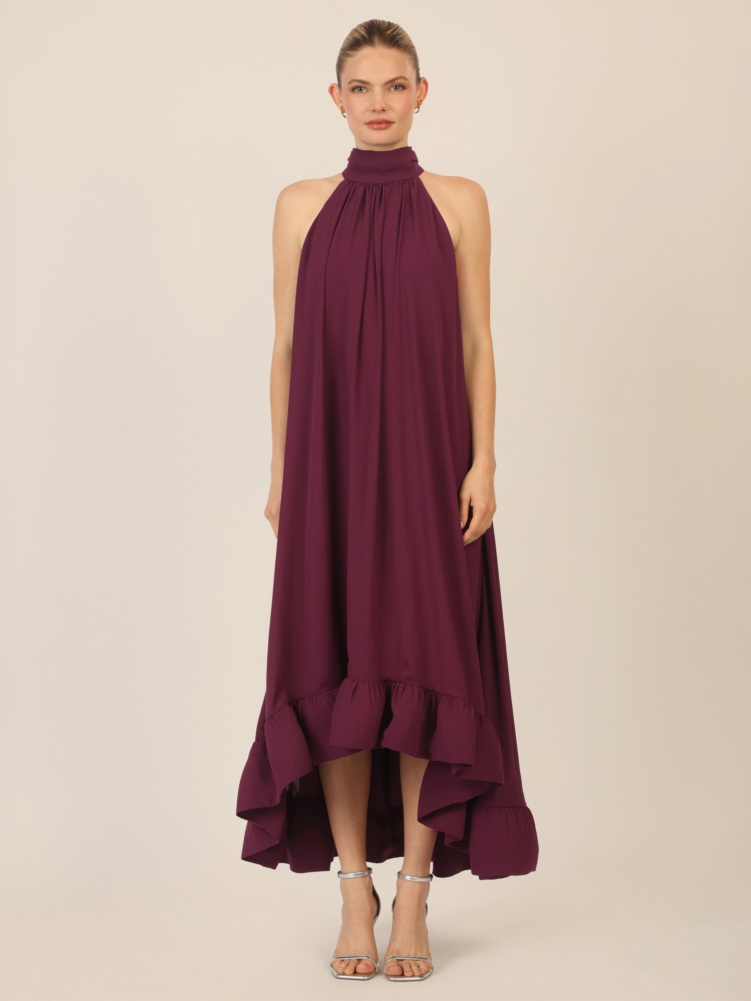Apart Chiffonkleid mit Volantsaum