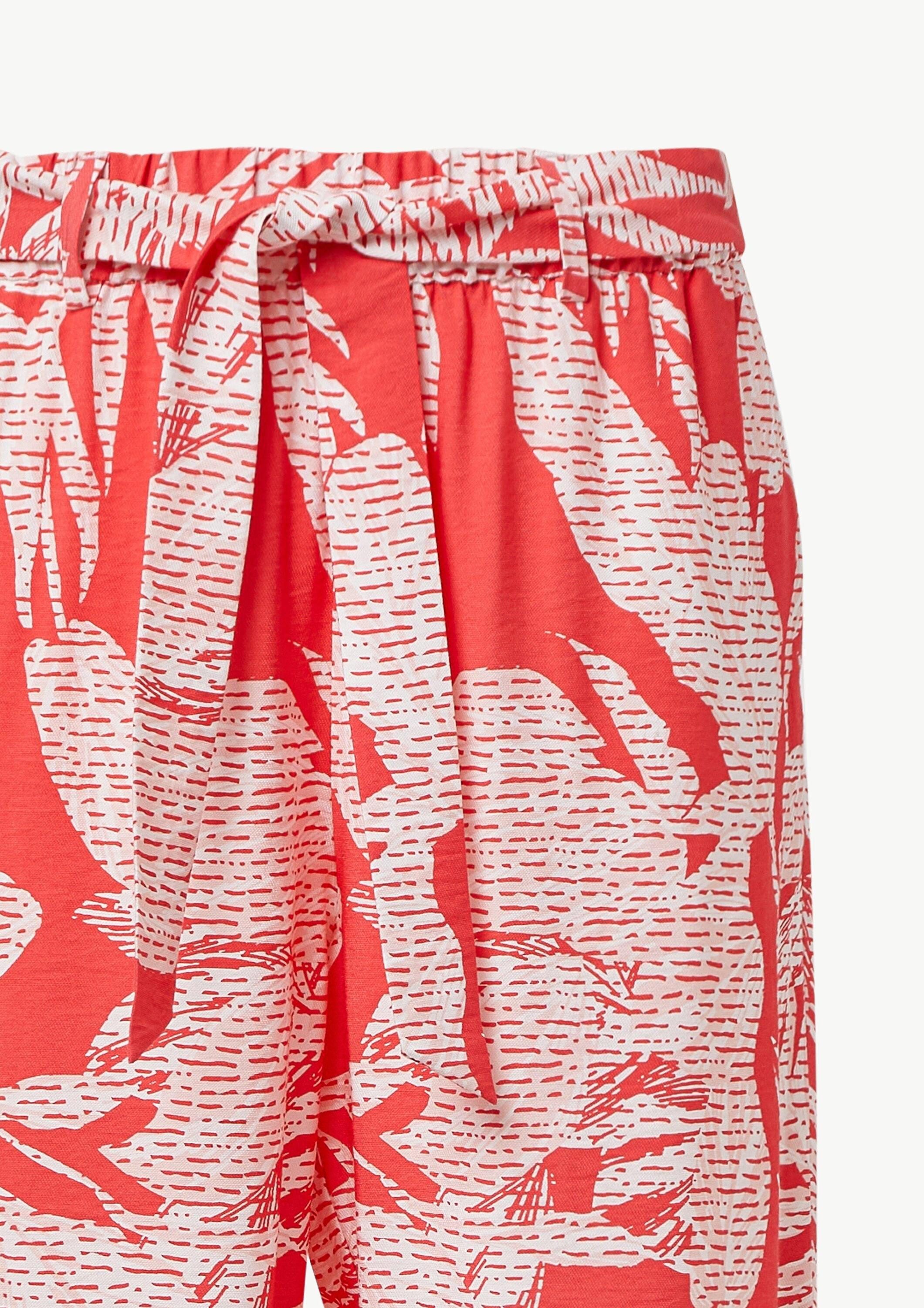 comma Culotte Hose Crop-Hose aus Viskosemix im Relaxed Fit mit All-over-Print