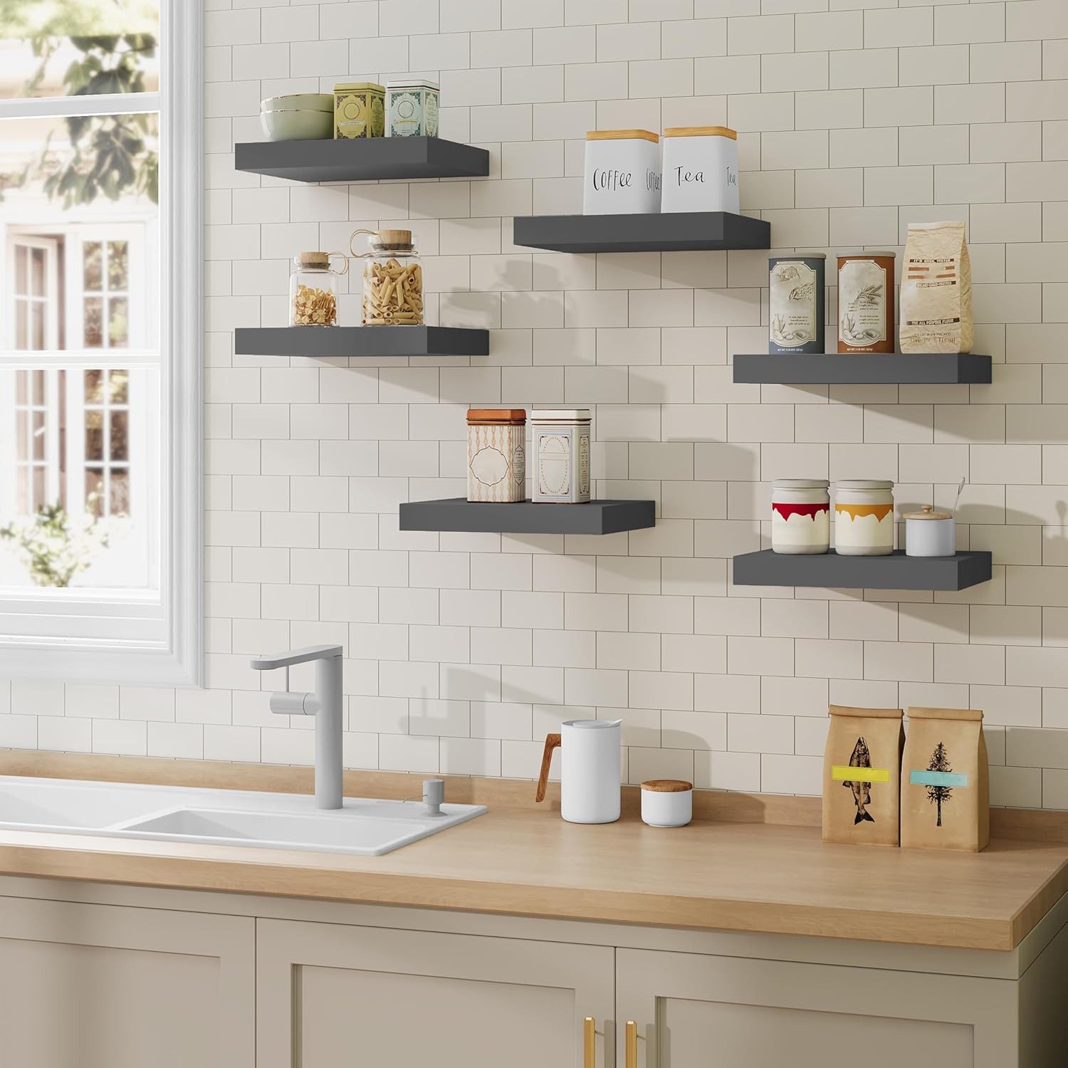 Woltu Wandregal, 6-tlg., 6er, Regal freischwebend, DIY mit unterschiedlich günstig online kaufen