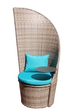 Leco Loungesessel, XL Leco Polyrattan Lounge Sessel + Tisch Gartensessel Garten Stuhl Sessel