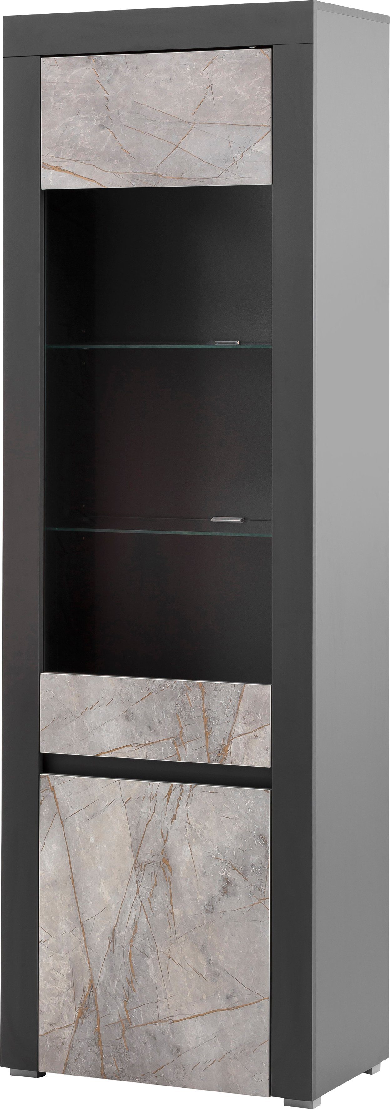 64 affaire cm Dekor, mit Marble Home edlen einem Vitrine Stone Marmor-Optik Breite