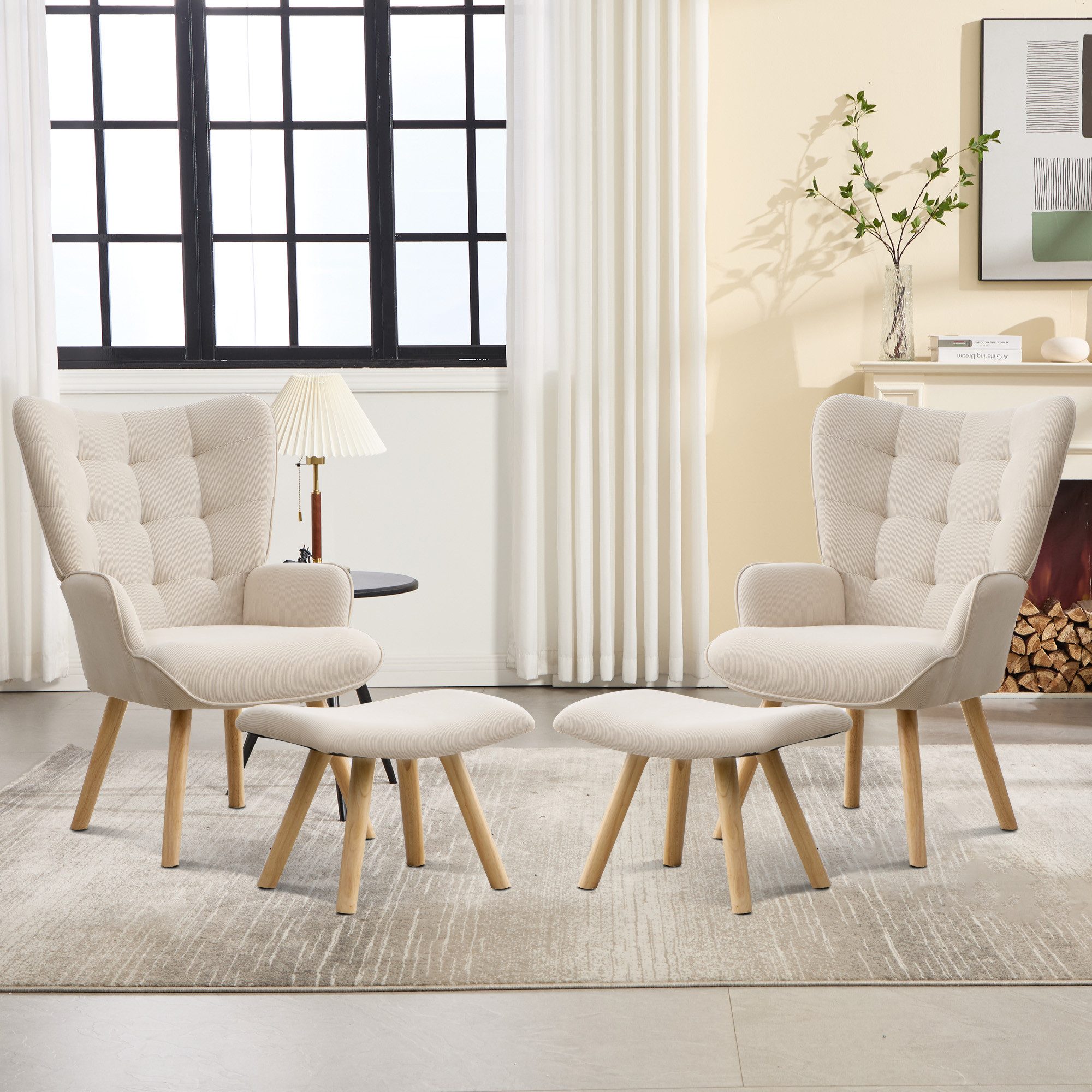 CANMOV Relaxsessel Moderner Relaxsessel mit Hocker, Bequemer Lounge Sessel für Wohnzimmer (2-St., bestehend aus Sessel und Hocker), Ergonomischer Polstersessel mit Hocker, Bequemer Lesesessel
