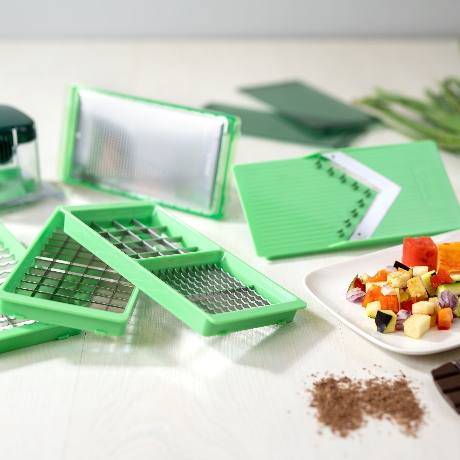 Genius Gemüseschneider Nicer Dicer Zubehör-Set 6-teilig, Messereinsätze mit dem Nicer Dicer Exclusive kompatibel