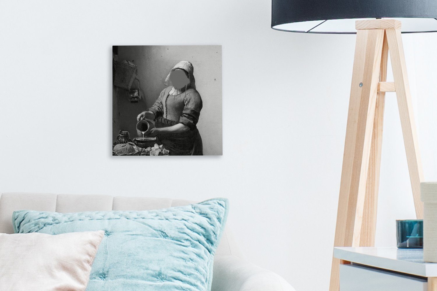 OneMillionCanvasses® Gemälde bunt für Wohnzimmer Bilder und Milchmädchen - (1 Vermeer weiß, Johannes Leinwand Das St), Schwarz - Schlafzimmer