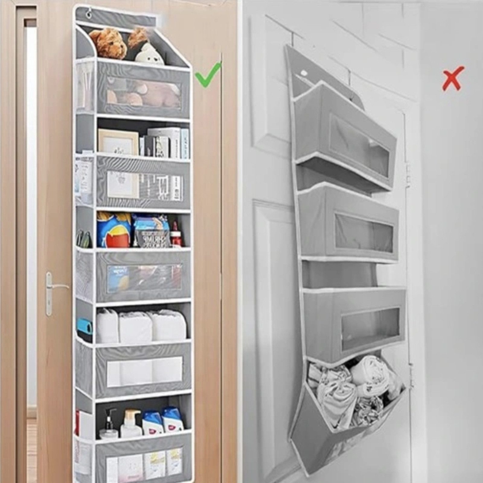 HAUSS SPOLE Hängeregal Wandorganizer mit 5 Fächern,Hängende Aufbewahrungstasche Türorganizer, Stoffregal Ordnungssystem Kleiderschrank Organizer 1-tlg., Hängend mit Metallhaken für Tür Bad Kinderzimmer Wohnzimmer