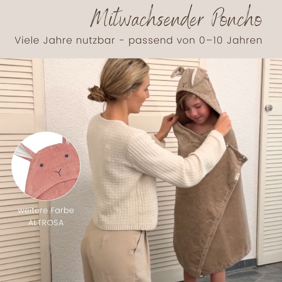 DIKOS Kapuzenhandtuch Badeponcho Baby Kinder Taupe/Altrosa, 70x140cm, 100% günstig online kaufen