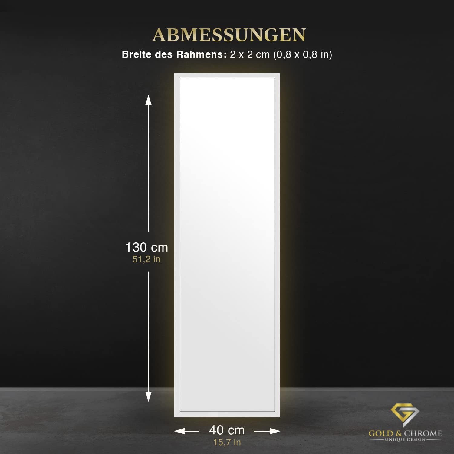 GOLD&CHROME UNIQUE DESIGN Spiegel Wandspiegel Groß Rechteckig mit pulverbes günstig online kaufen