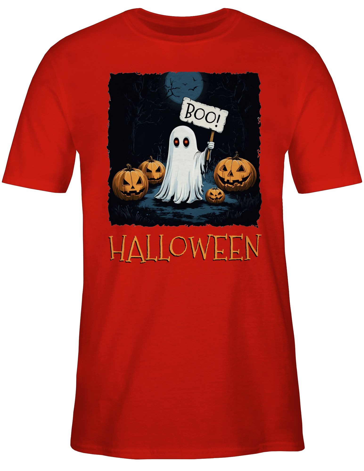 T-Shirt Boo Geist Halloween I Spukwald im Vollmond I Gruselnacht, Gruslig, S