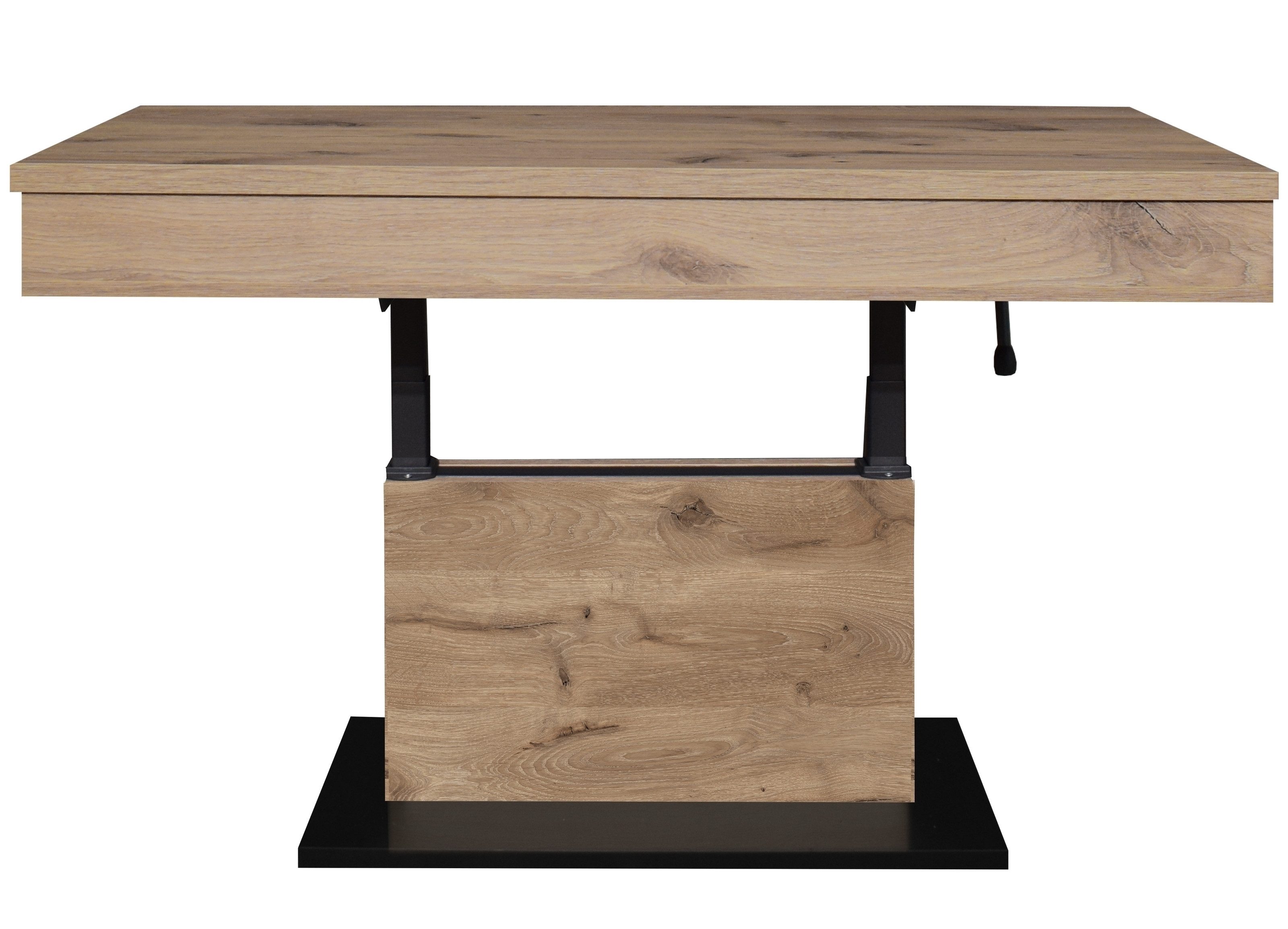 freiraum Couchtisch Lift, höhenverstellbar, viking oak Dekor / schwarz - 110x58/77x60cm (BxHxT)