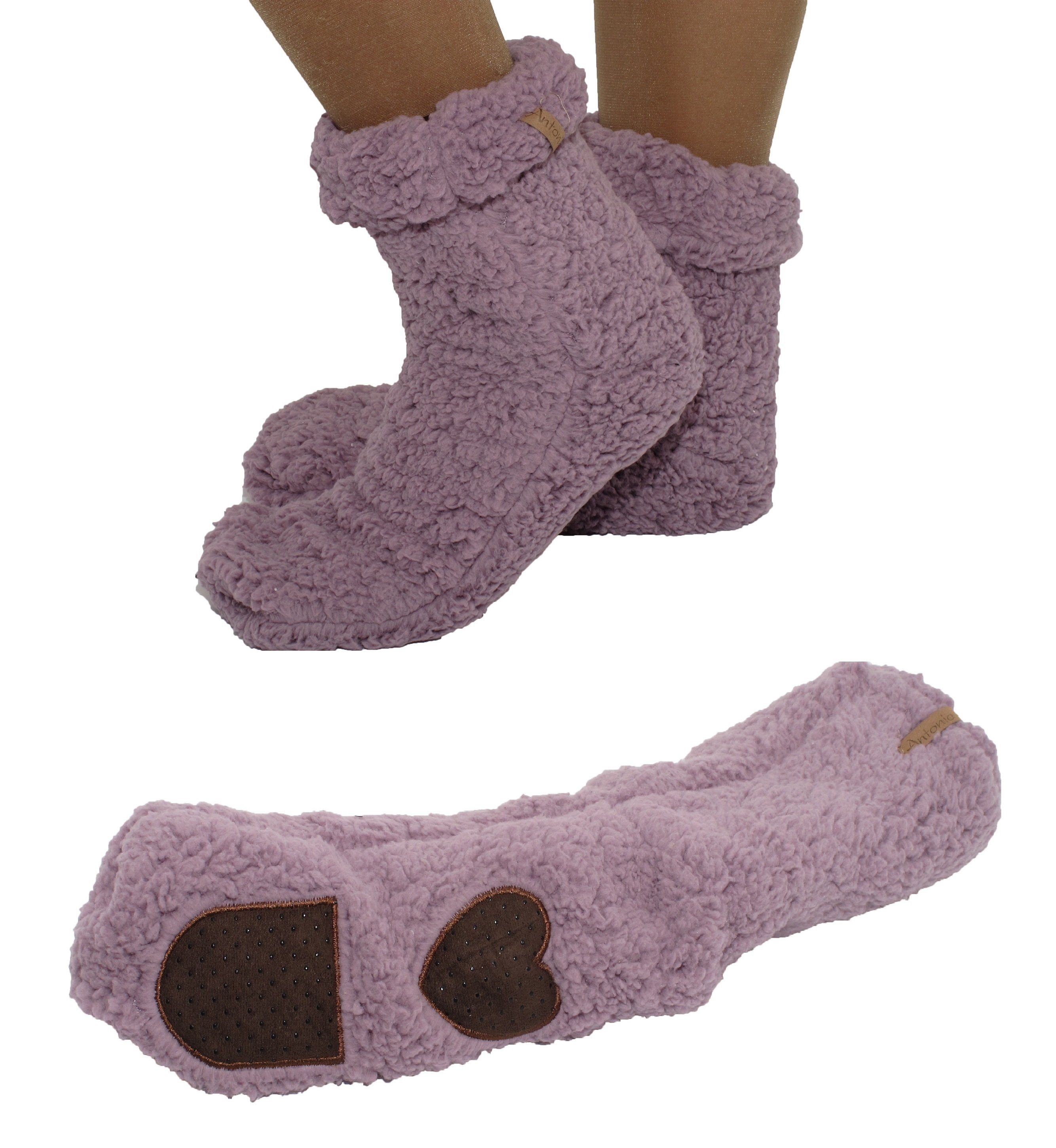 Markenwarenshop-Style Haussocken Hüttensocken Hausschuhe Herz-ABS-Sohle Mähmäh ONE SIZE 35-42 Farbe: